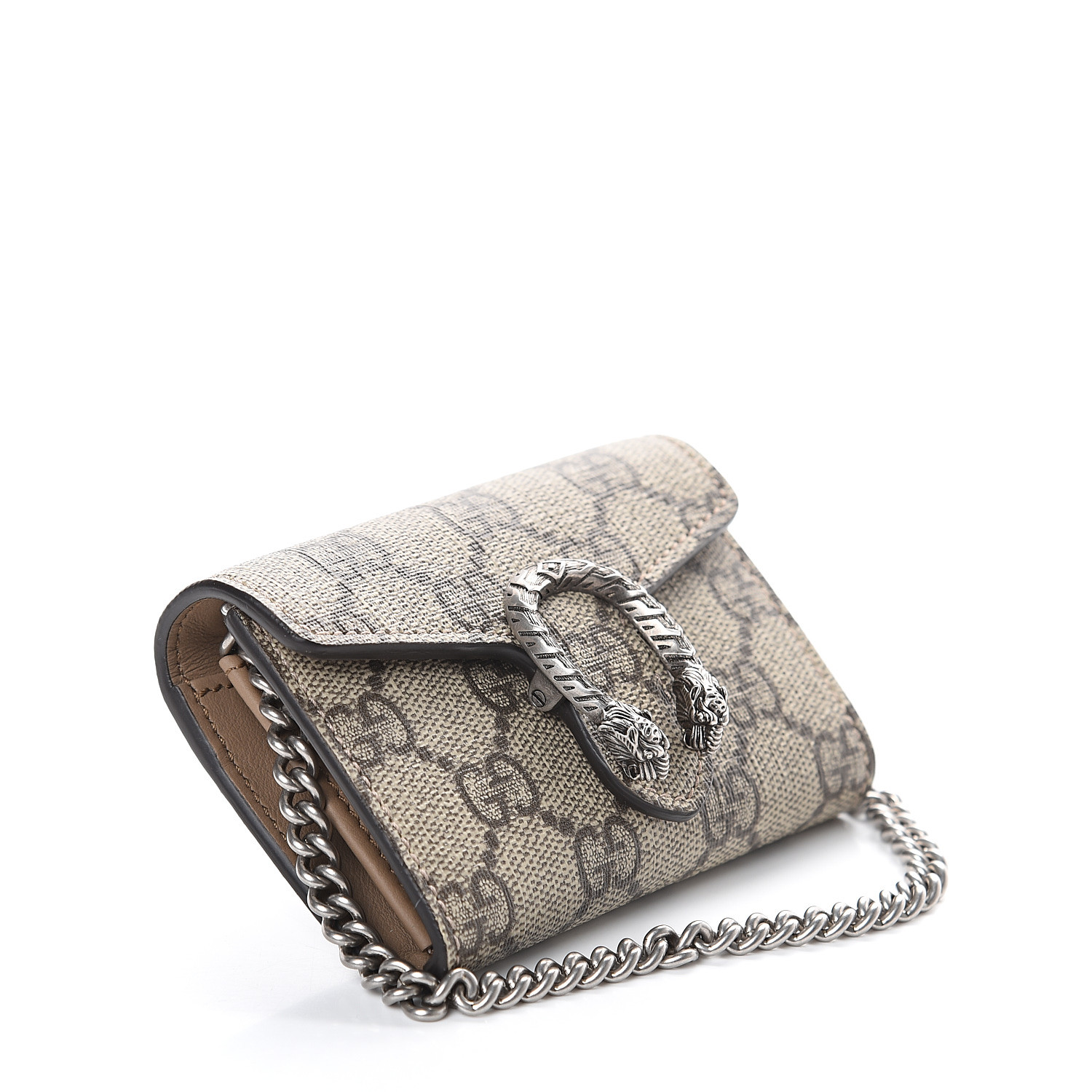 GUCCI GG Supreme Monogram Dionysus Coin Purse Taupe 559028