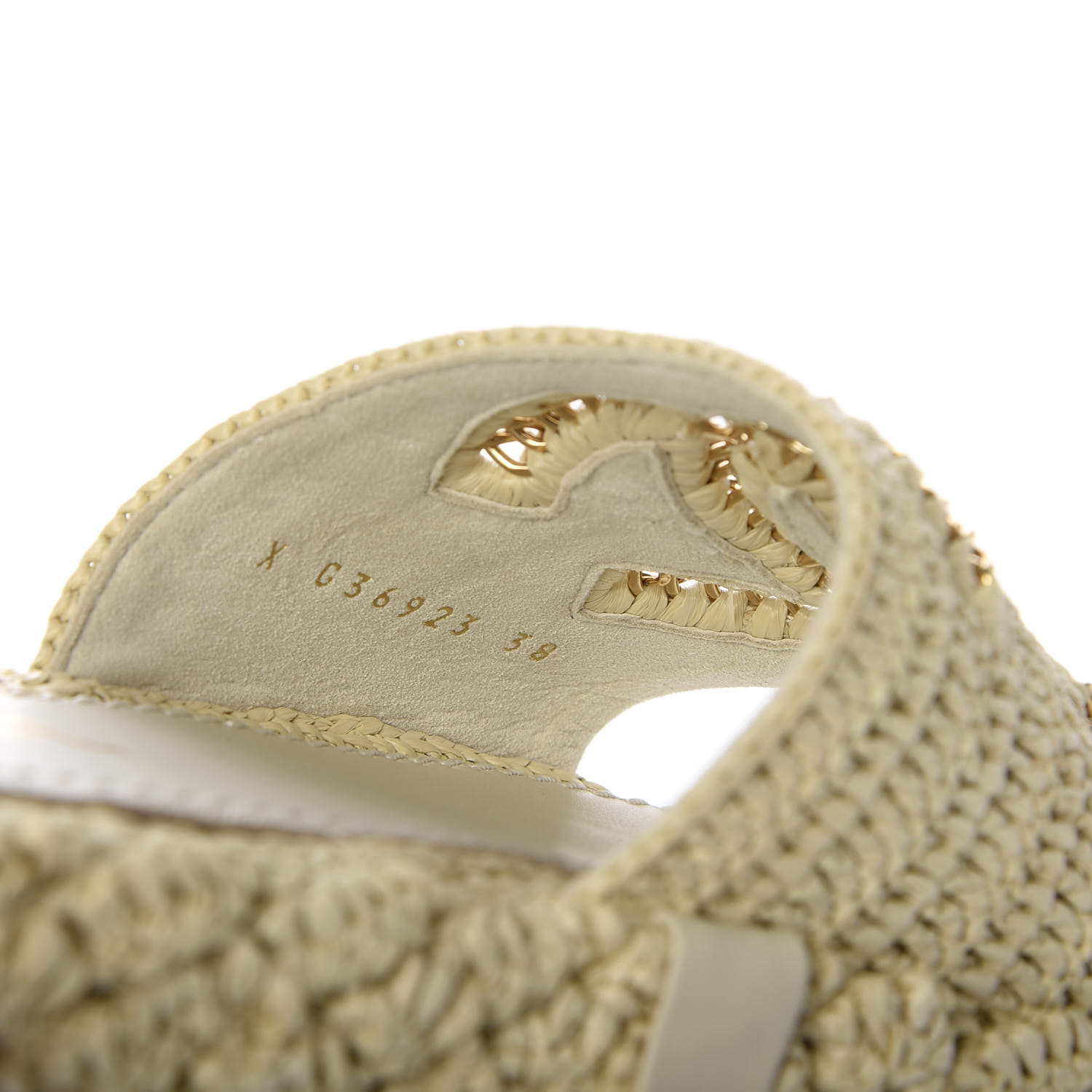 chanel beige cord mules sandals