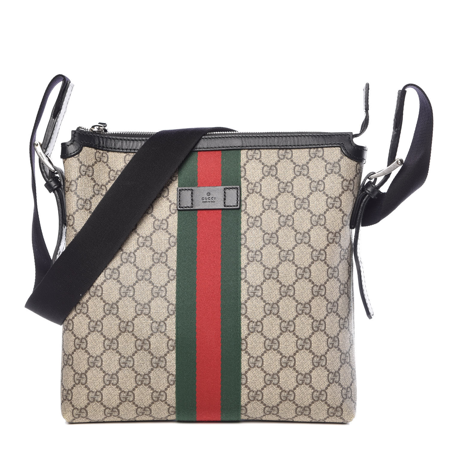 GUCCI GG Supreme Monogram Web Messenger Bag Black 392488