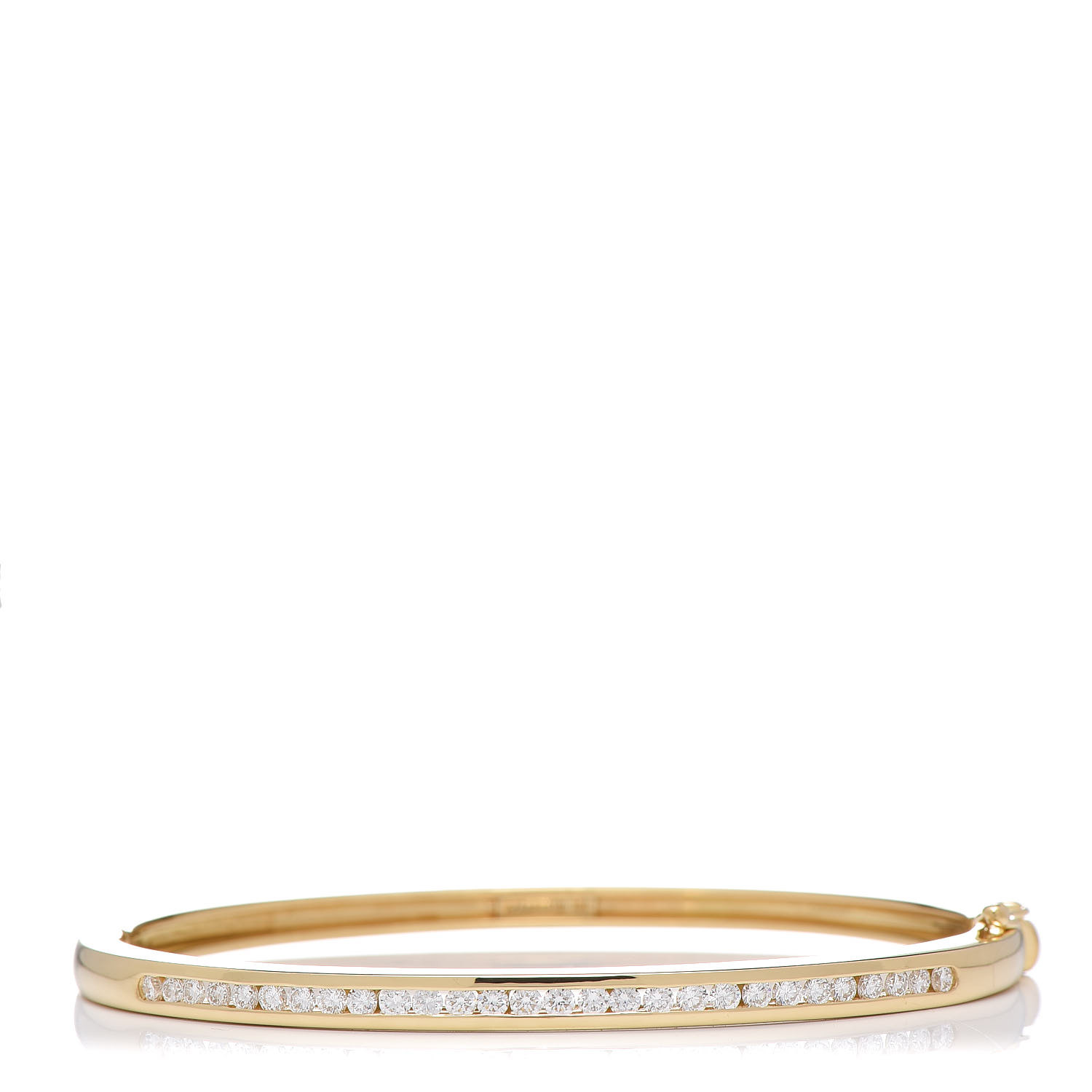 TIFFANY 18K Yellow Gold Diamond 3.6mm Bangle Bracelet 386053