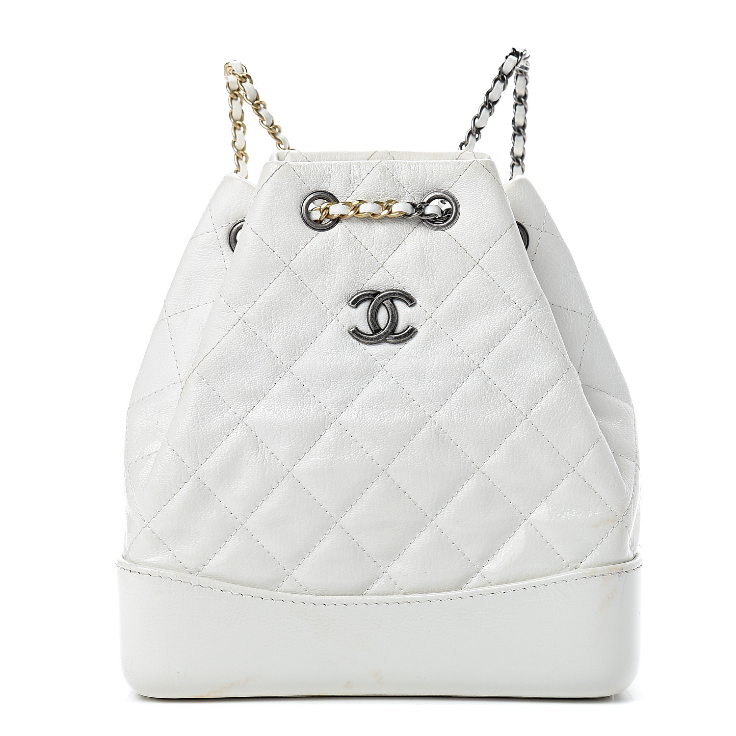 chanel gabrielle backpack white and black