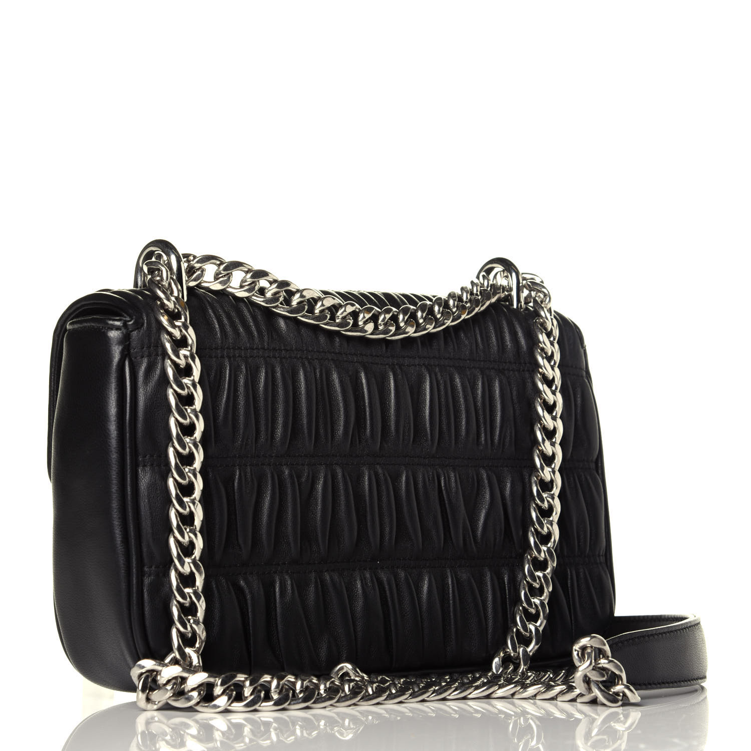 prada nappa gaufre leather chain flap bolsa