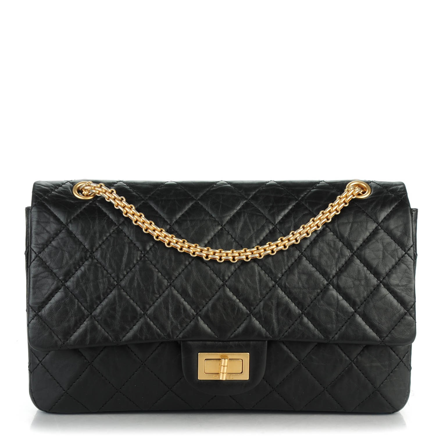 CHANEL Aged Calfskin Quilted 2.55 Reissue 227 Flap Black 149399