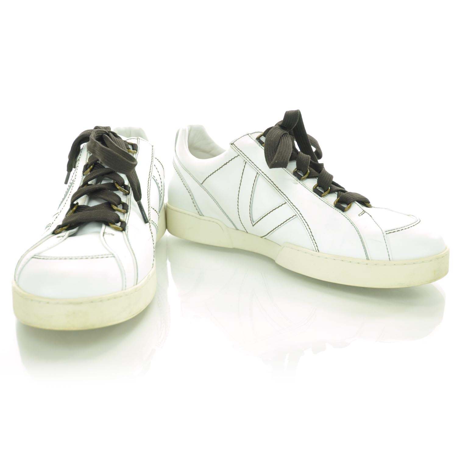 LOUIS VUITTON Men s Leather Sneakers 9.5 White 29769