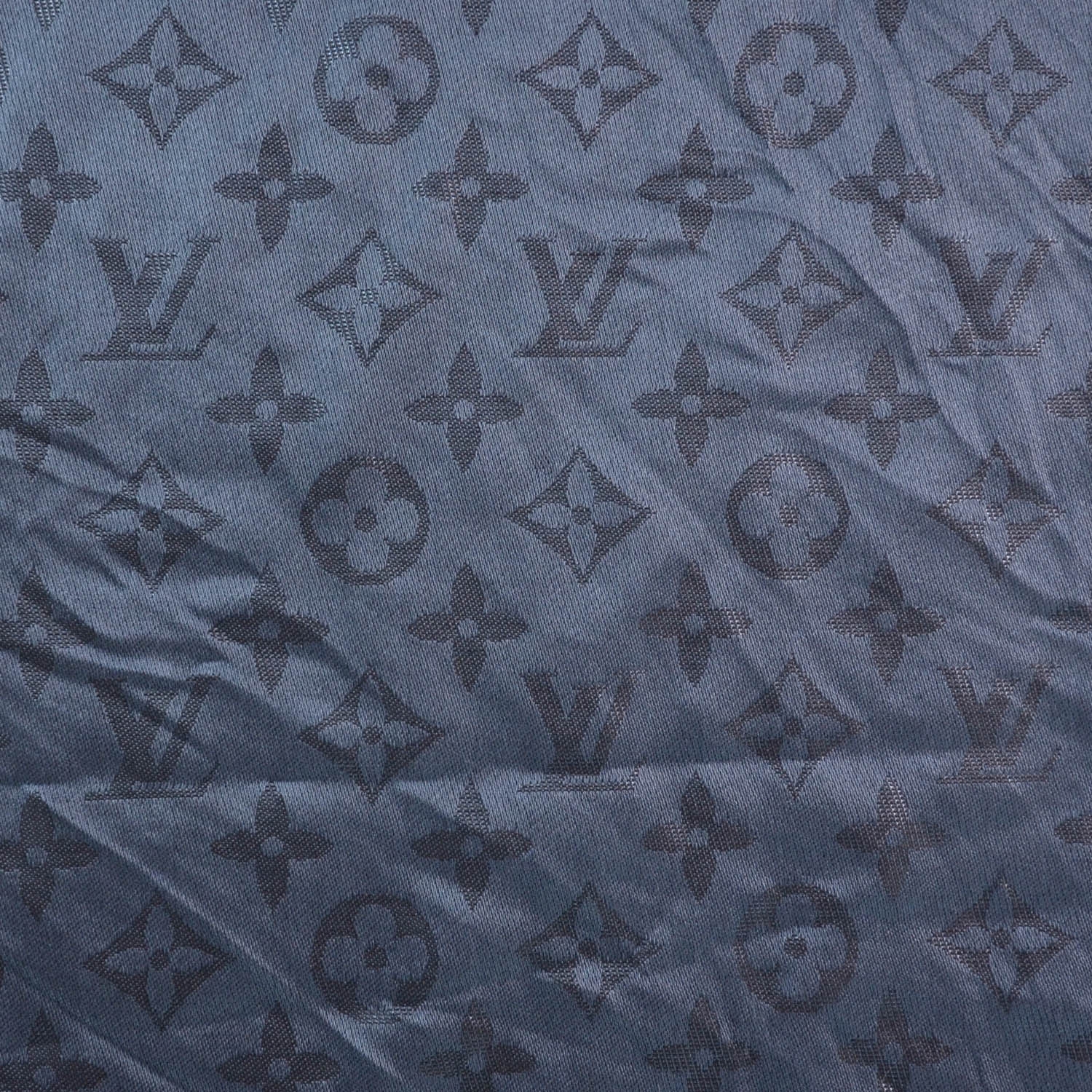 LOUIS VUITTON Silk Wool Monogram Voile Shawl Anthracite 38232