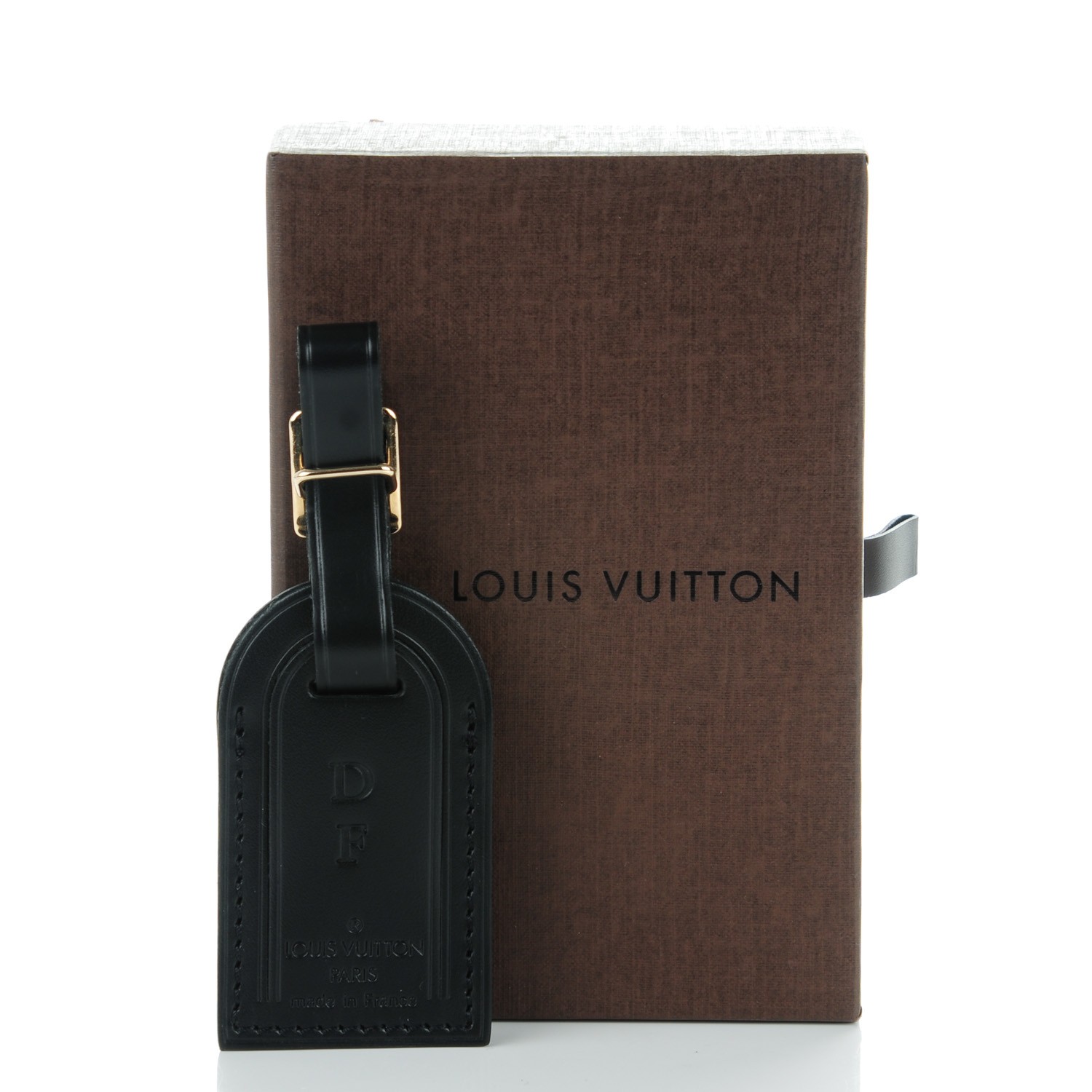 LOUIS VUITTON Calfskin Small Luggage Tag Black 159320