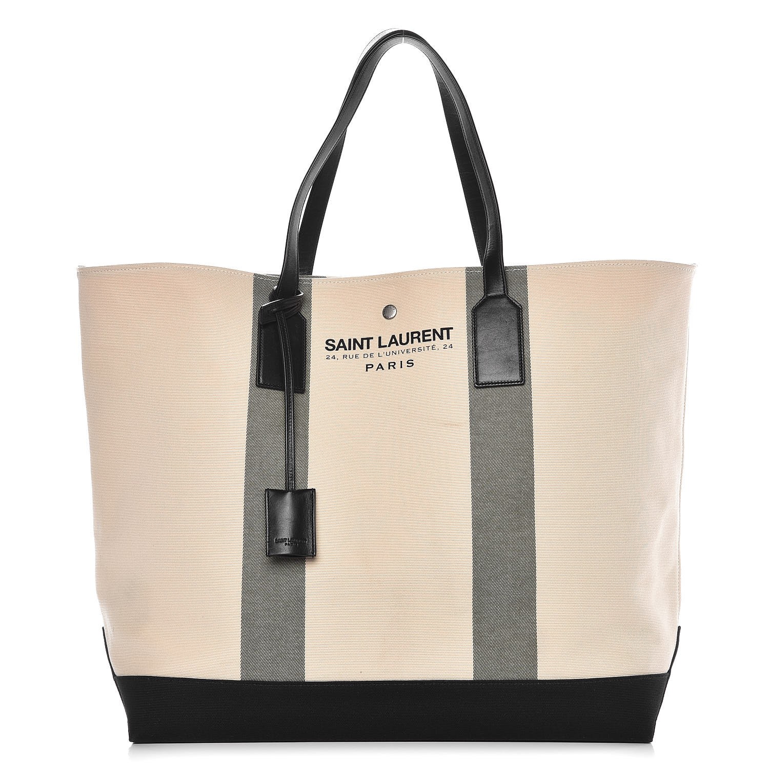 SAINT LAURENT Canvas Beach Shopping East West Tote Ecru 283070