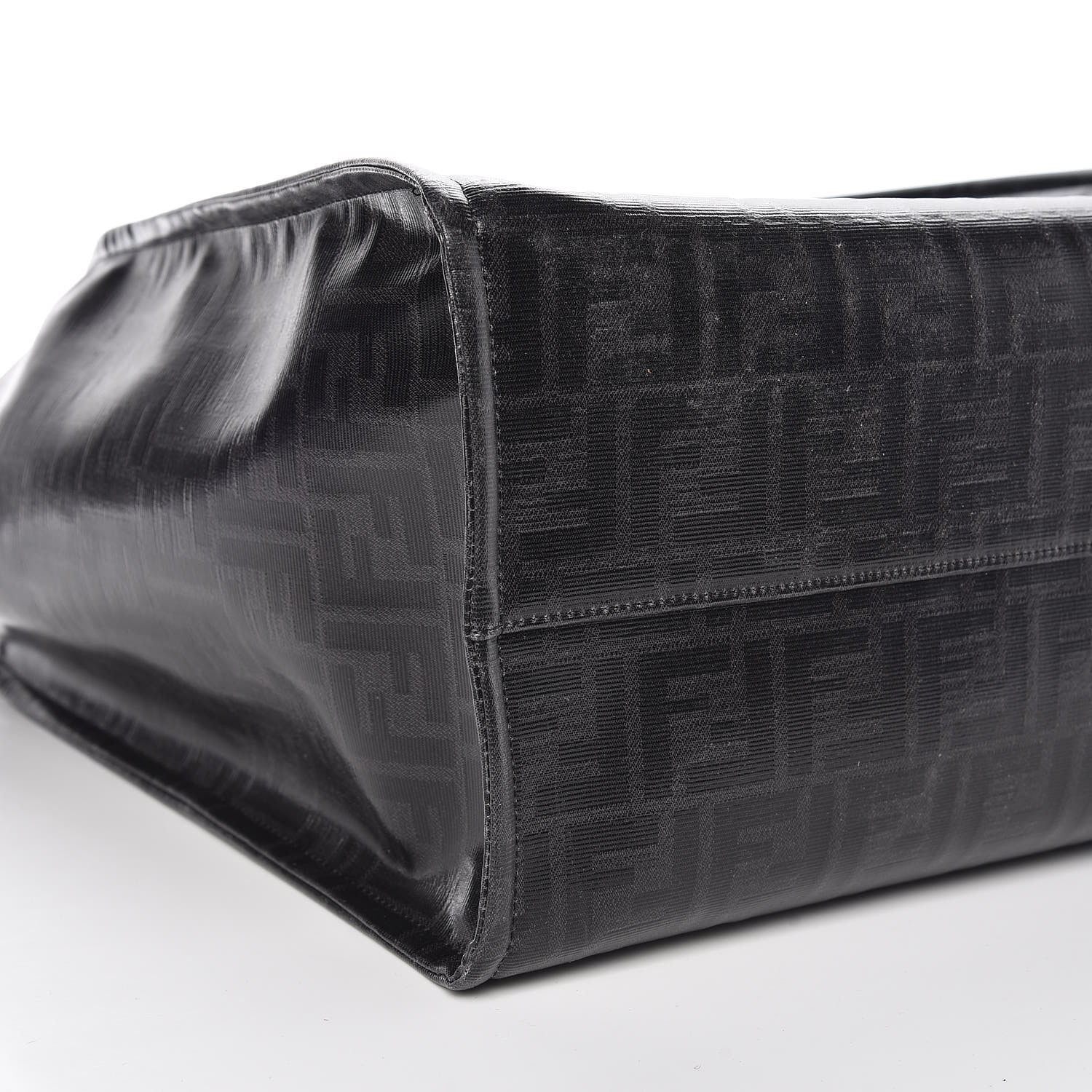 FENDI X FILA Glazed Fabric FF 1974 Mania Shopping Tote Bag Black White ...