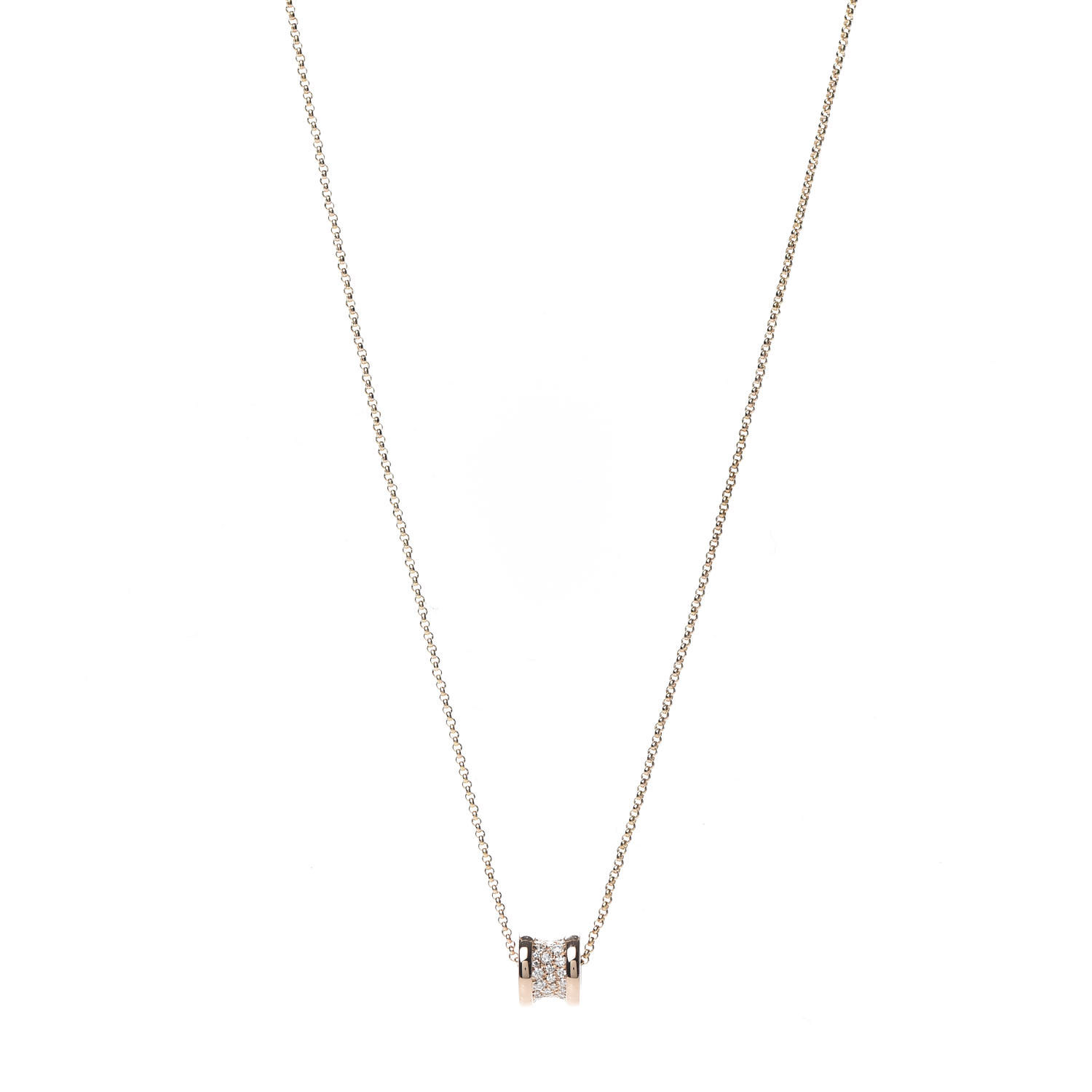 Bulgari 18k Rose Gold Pave Diamond Small B Zero1 Pendant Necklace Fashionphile Bulgari 18k Rose Gold Pave Diamond Small B Zero1 Pendant Necklace Fashionphile