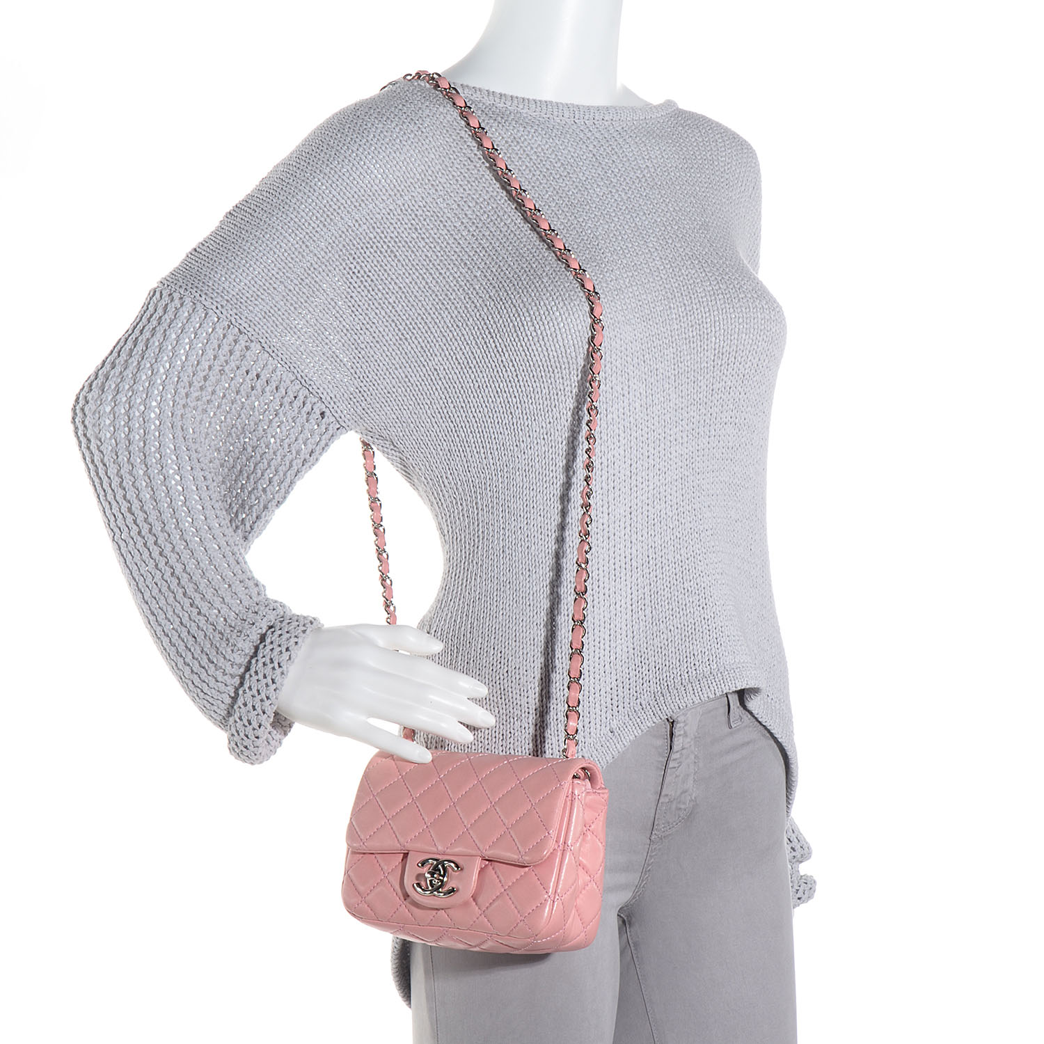 chanel pink square mini