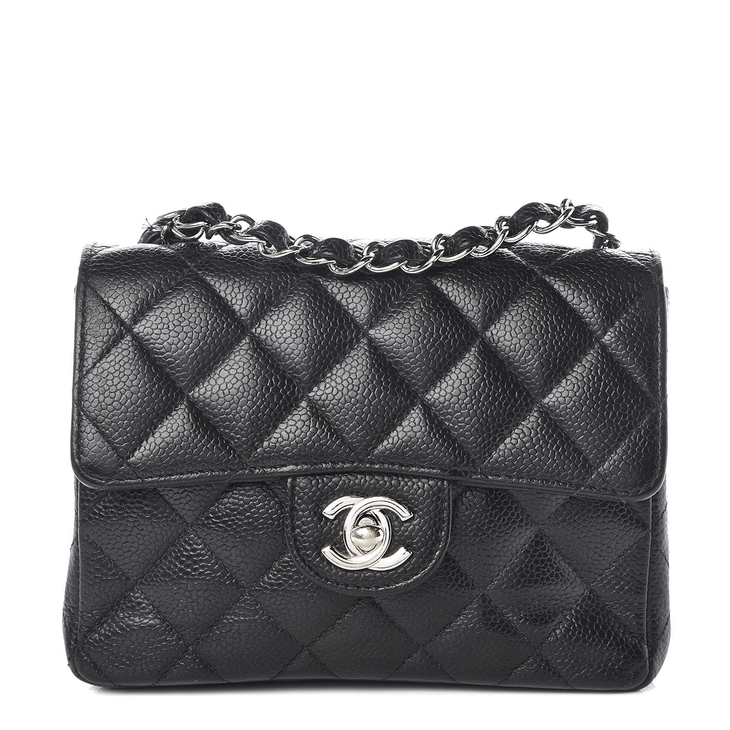 chanel square mini black caviar
