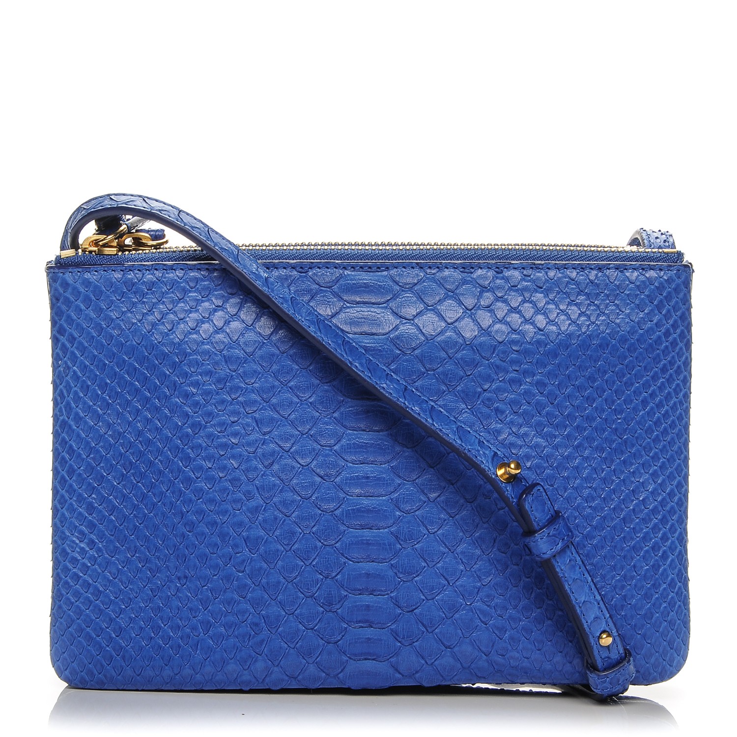 CELINE Python Small Trio Crossbody Bag Royal Blue 191536