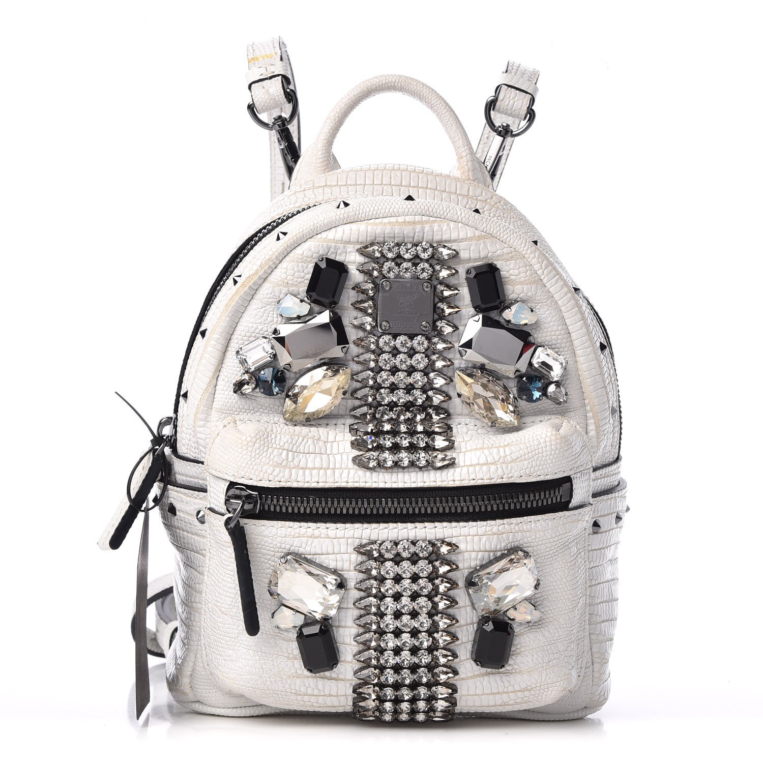 MCM Crocodile Swarovski Crystal X-Mini Bebe Boo Backpack White 318247 ...