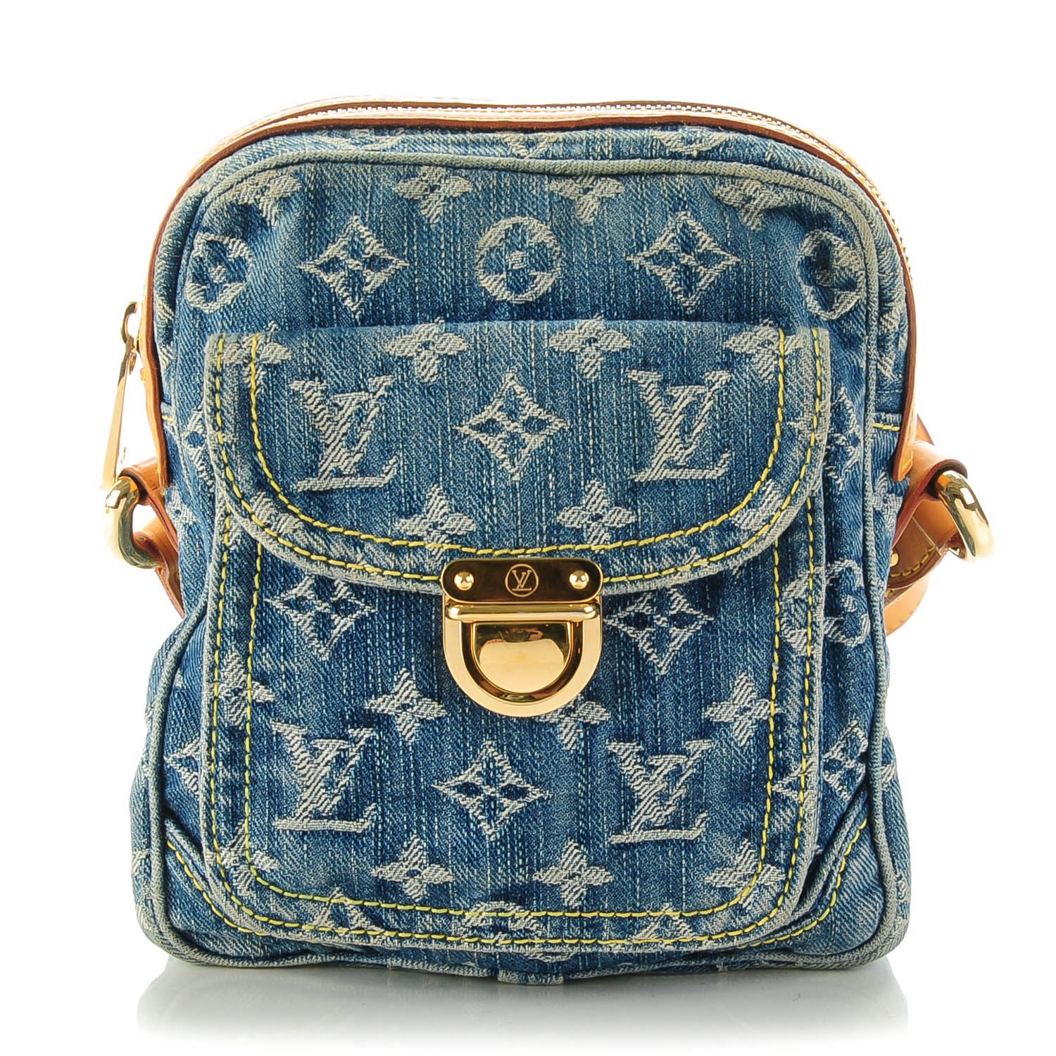 LOUIS VUITTON Denim Camera Bag Blue 134826