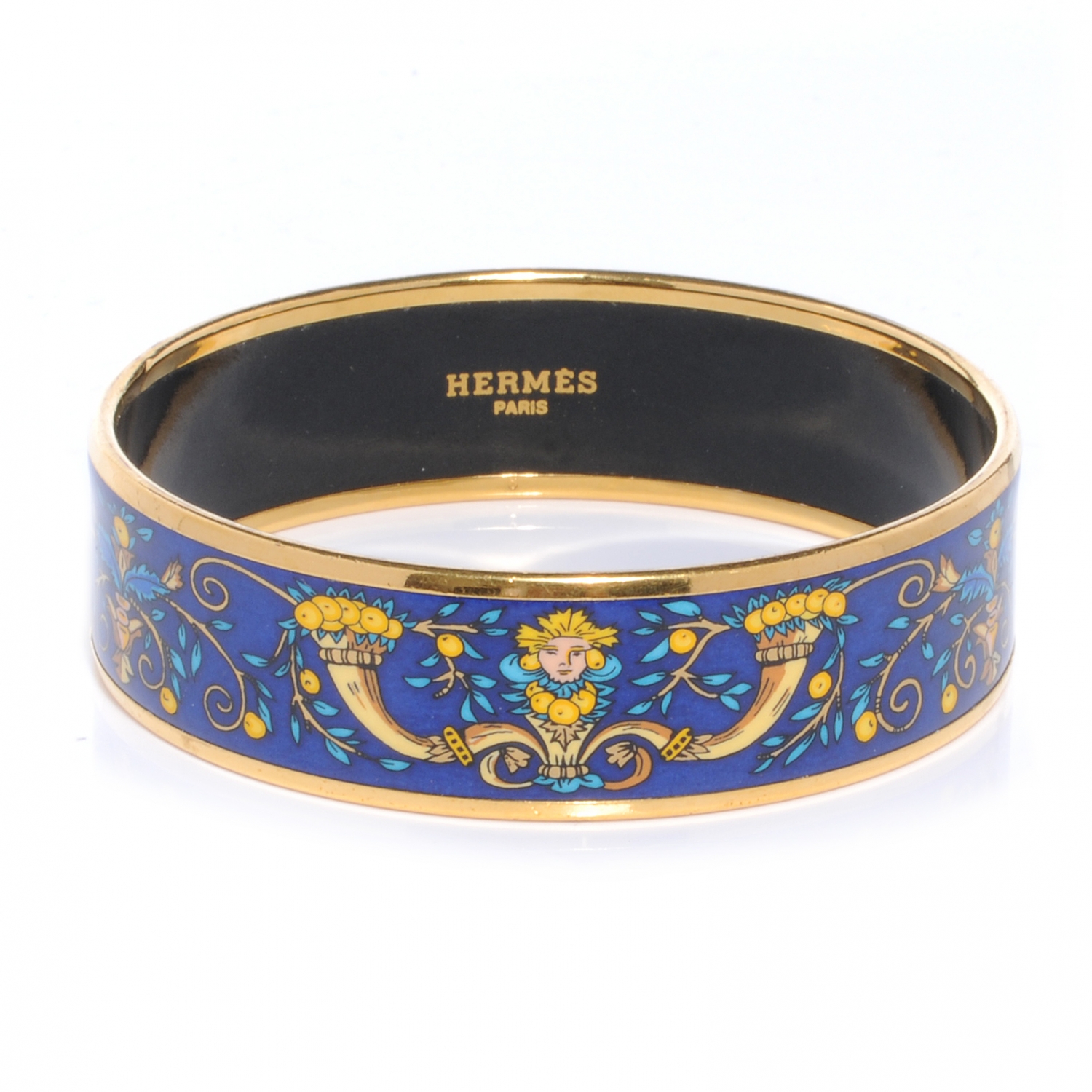 HERMES Enamel Printed Wide Bracelet 65 40677