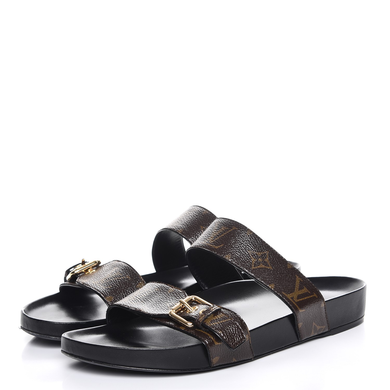 LOUIS VUITTON Monogram Bom Dia Mule Sandals 42 Black 228266