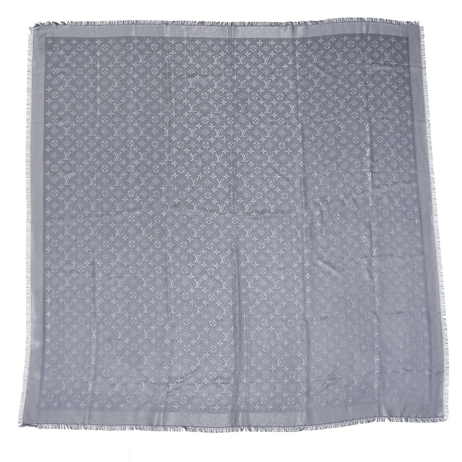 LOUIS VUITTON Silk Wool Monogram Shine Shawl Charcoal Grey 298168