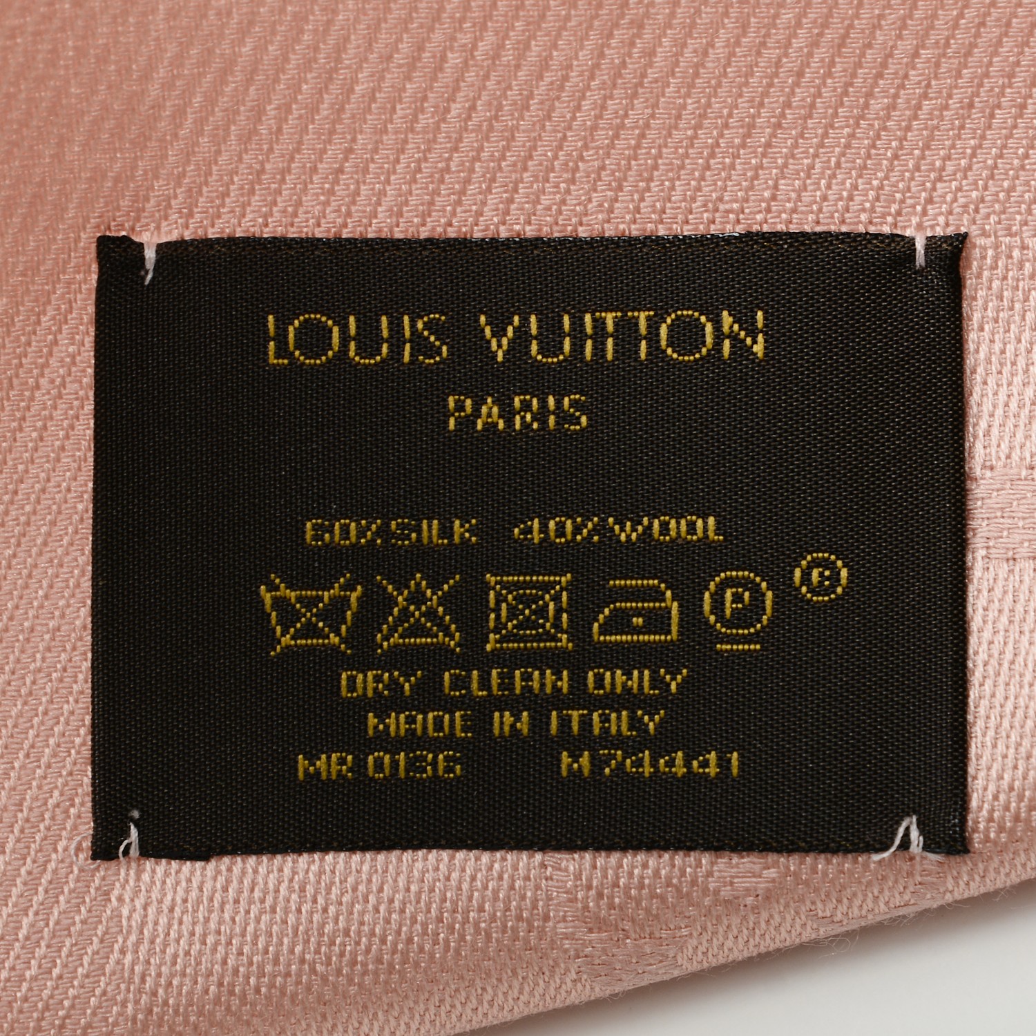 LOUIS VUITTON Wool Silk Monogram Shawl Natural 218287