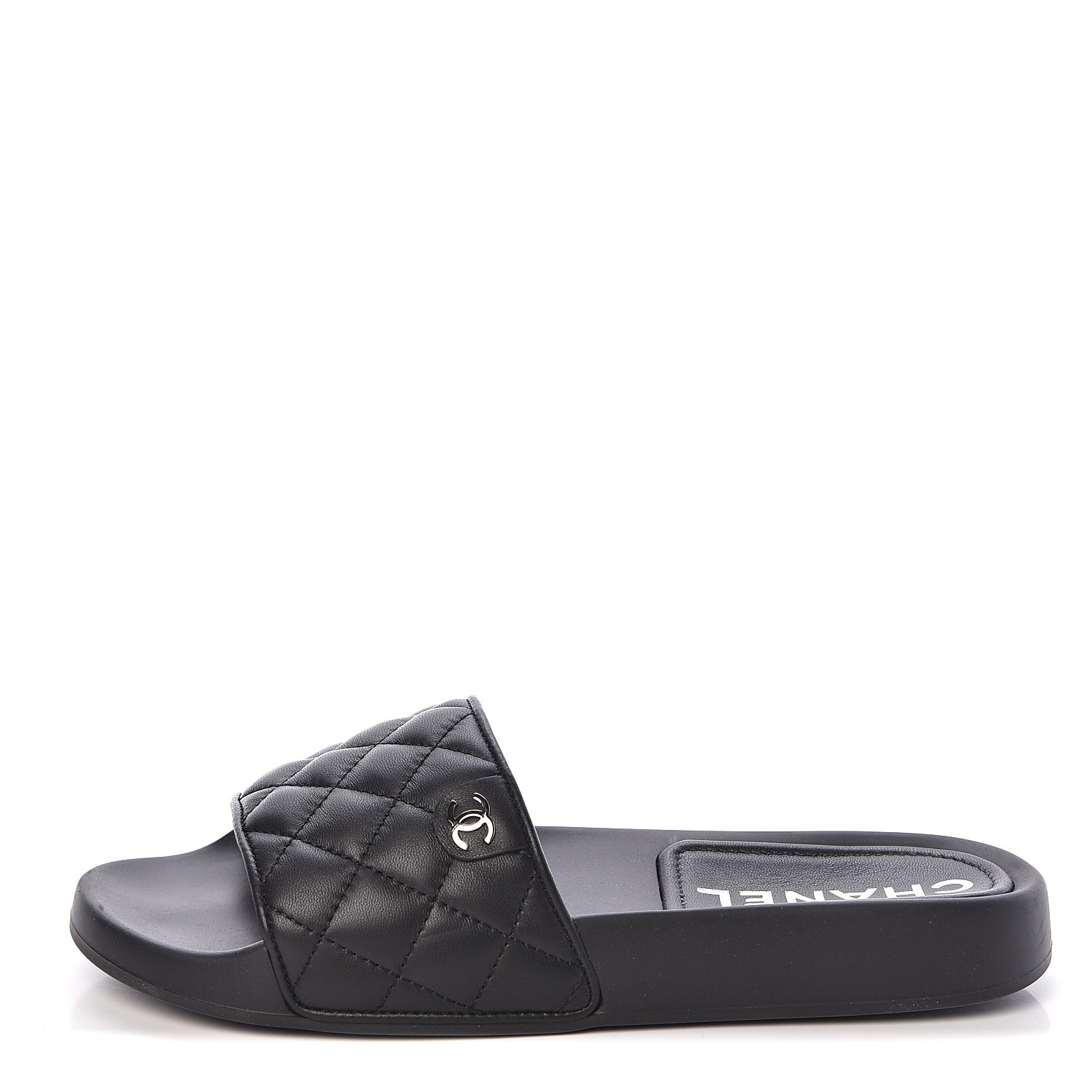 chanel cord and lambskin sandals black