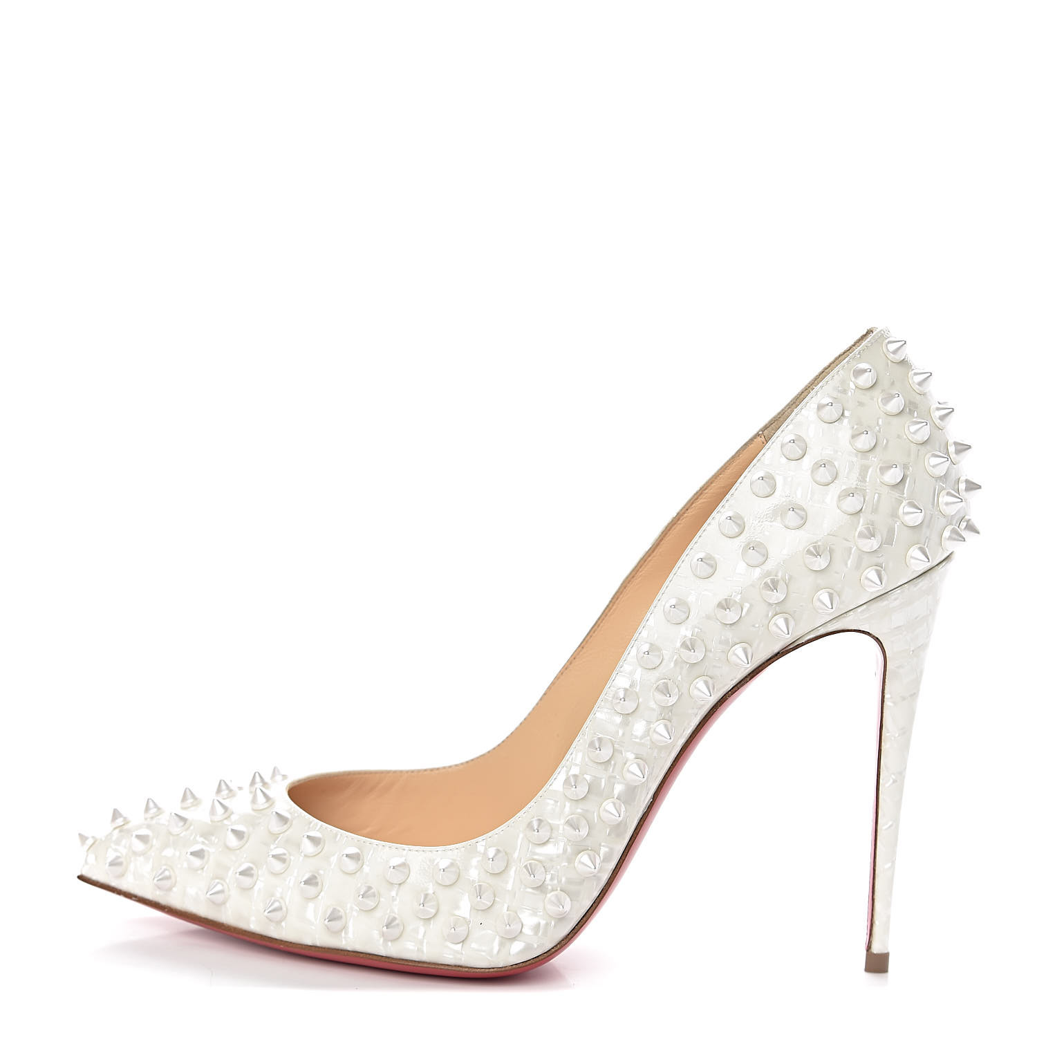 CHRISTIAN LOUBOUTIN Patent Pigalle Spikes 100 Pumps 39.5 White 484802