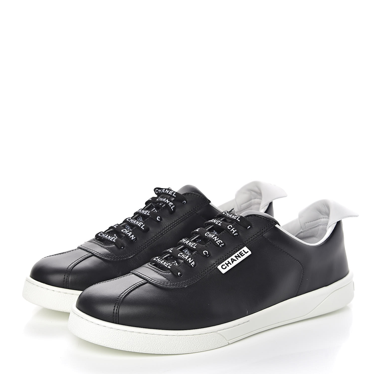 CHANEL Calfskin Mens Sneakers 45 Black 486485