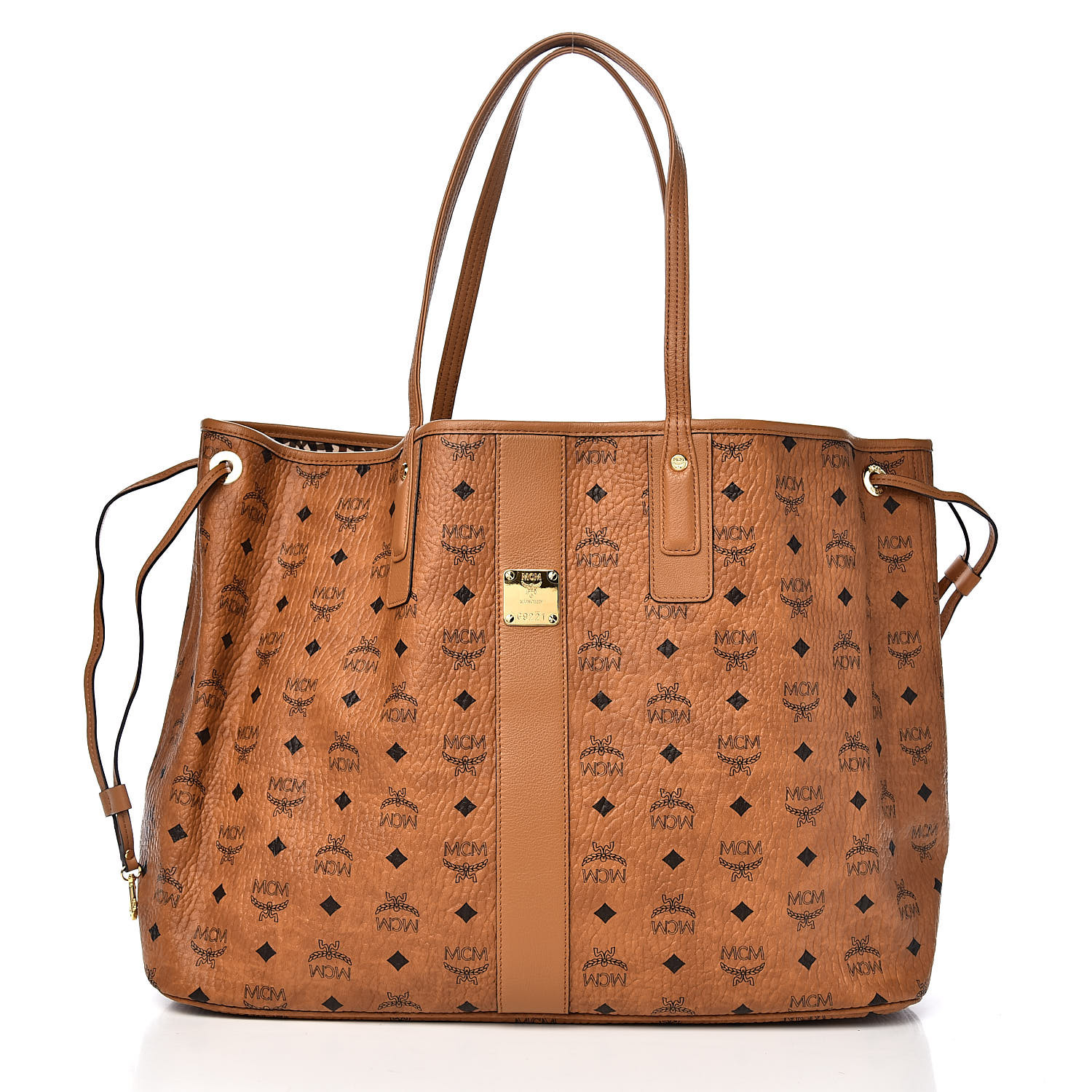 MCM Visetos Large Liz Reversible Shopper Tote Cognac 530289 | FASHIONPHILE