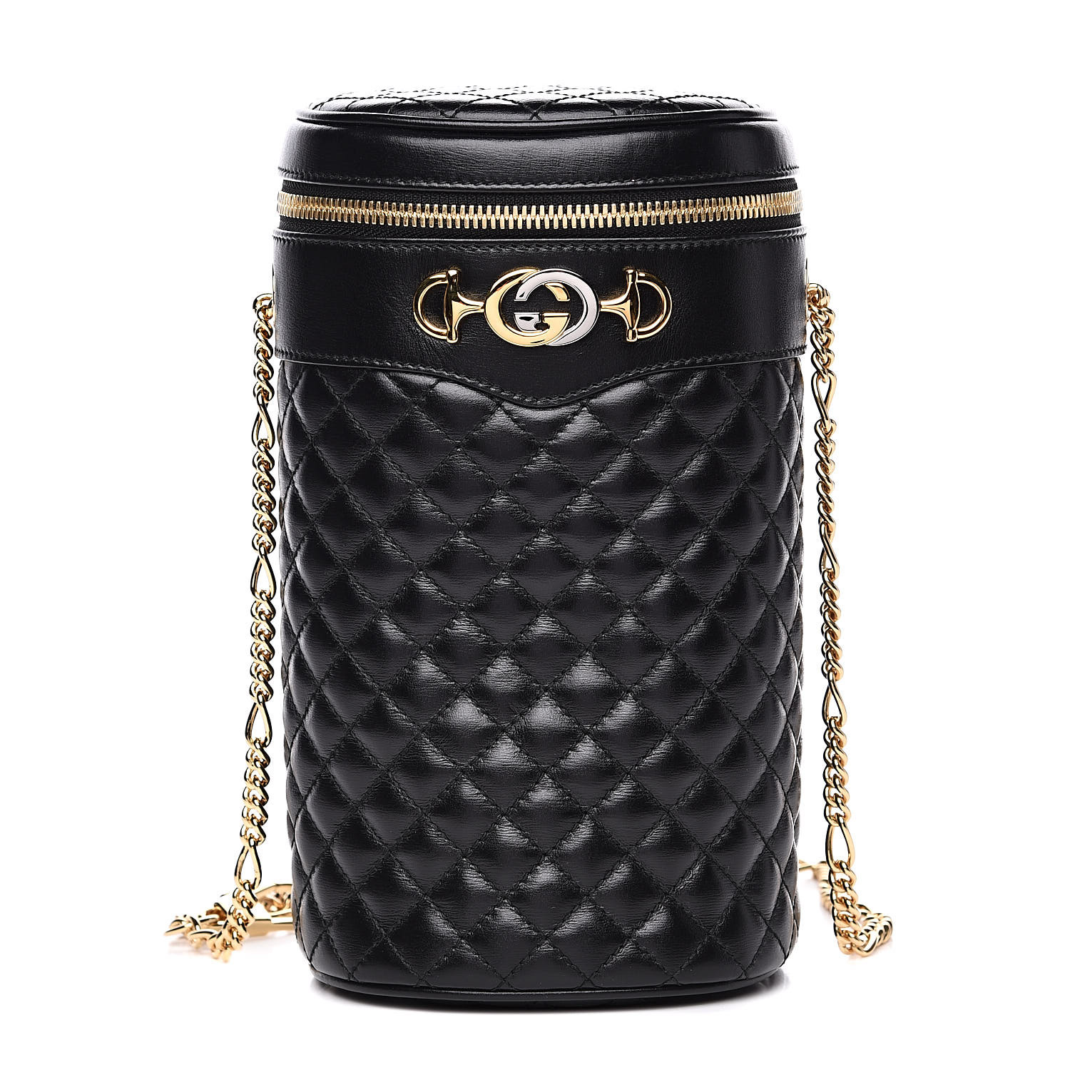 GUCCI Calfskin Quilted Trapuntta Belt Bag Black 529778