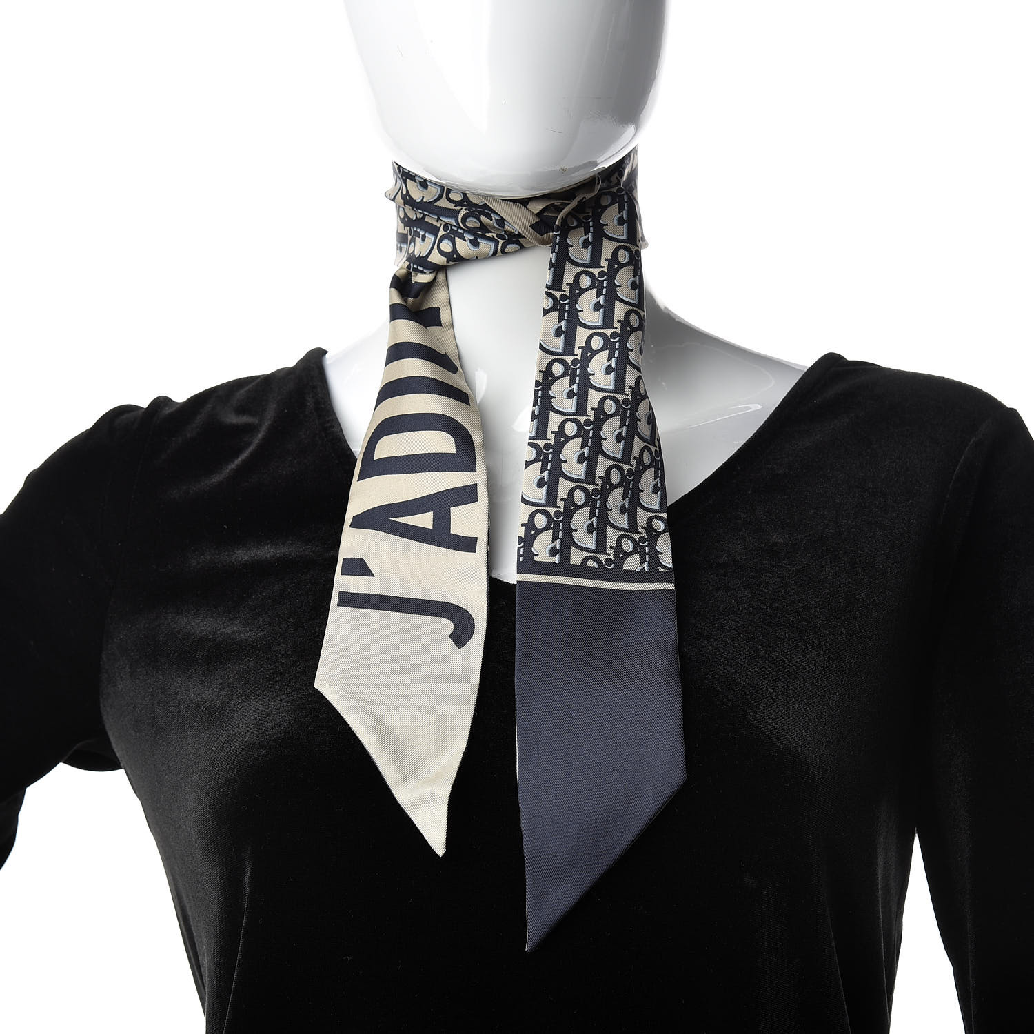 CHRISTIAN DIOR Silk Oblique Mitzah Scarf Blue 528184