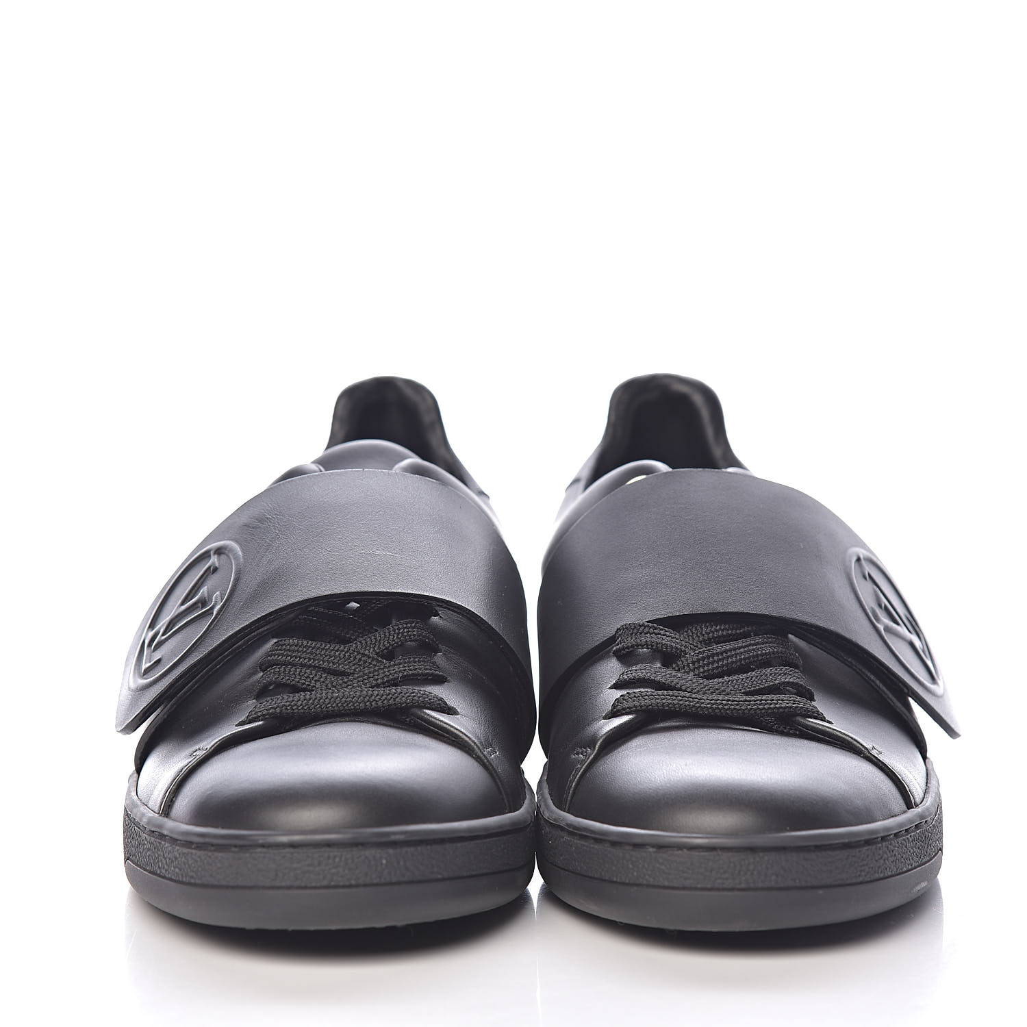 LOUIS VUITTON Calfskin Frontrow Sneakers 38 Black 501513