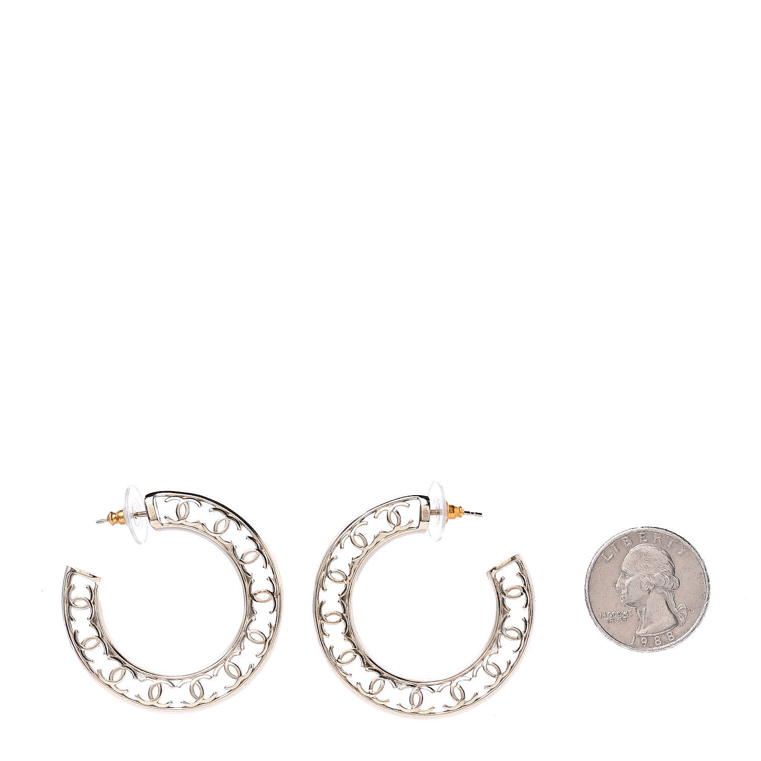 CHANEL CC Hoop Earrings Gold 495555
