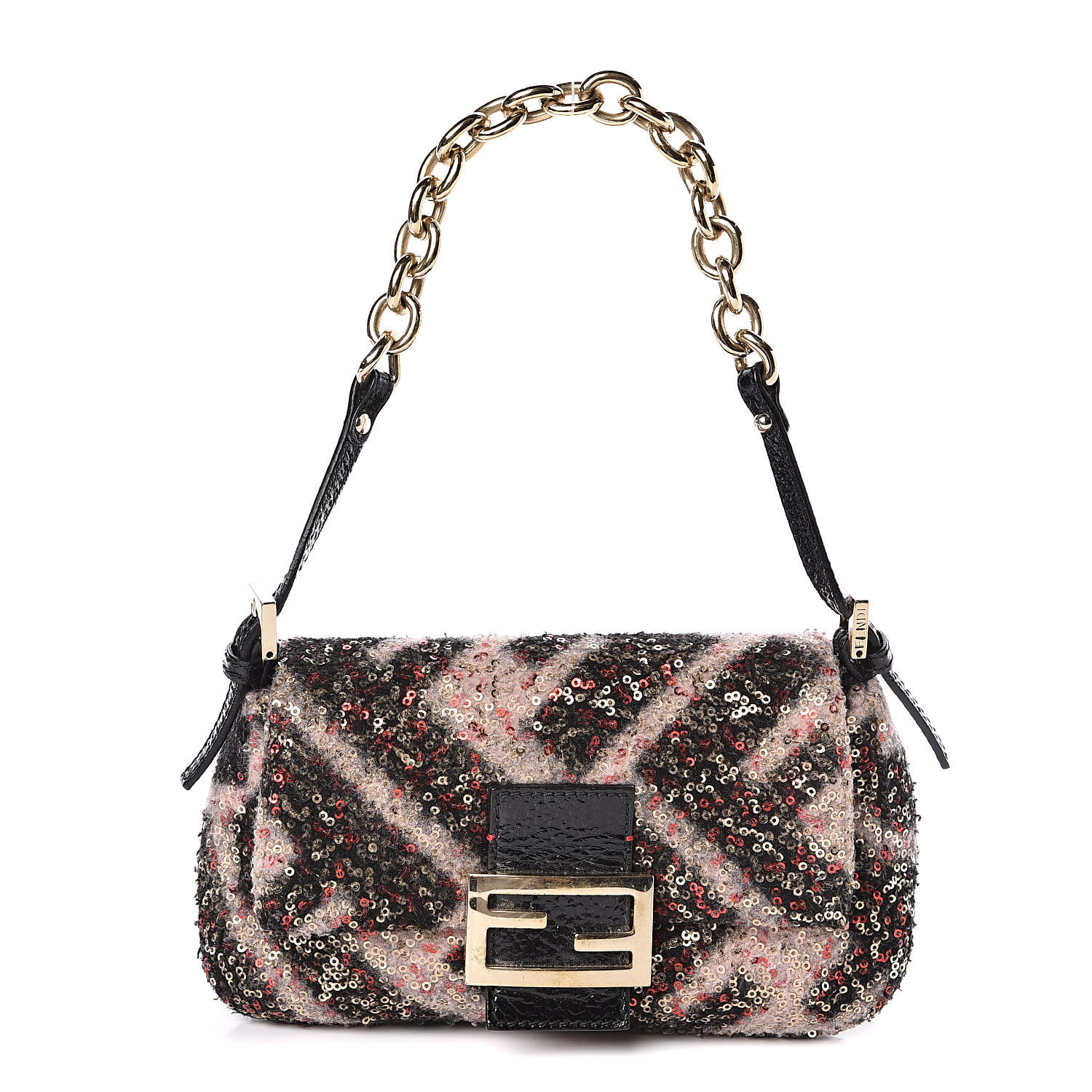 FENDI Wool Sequin Macro FF Diagonal Baguette 502012 | FASHIONPHILE