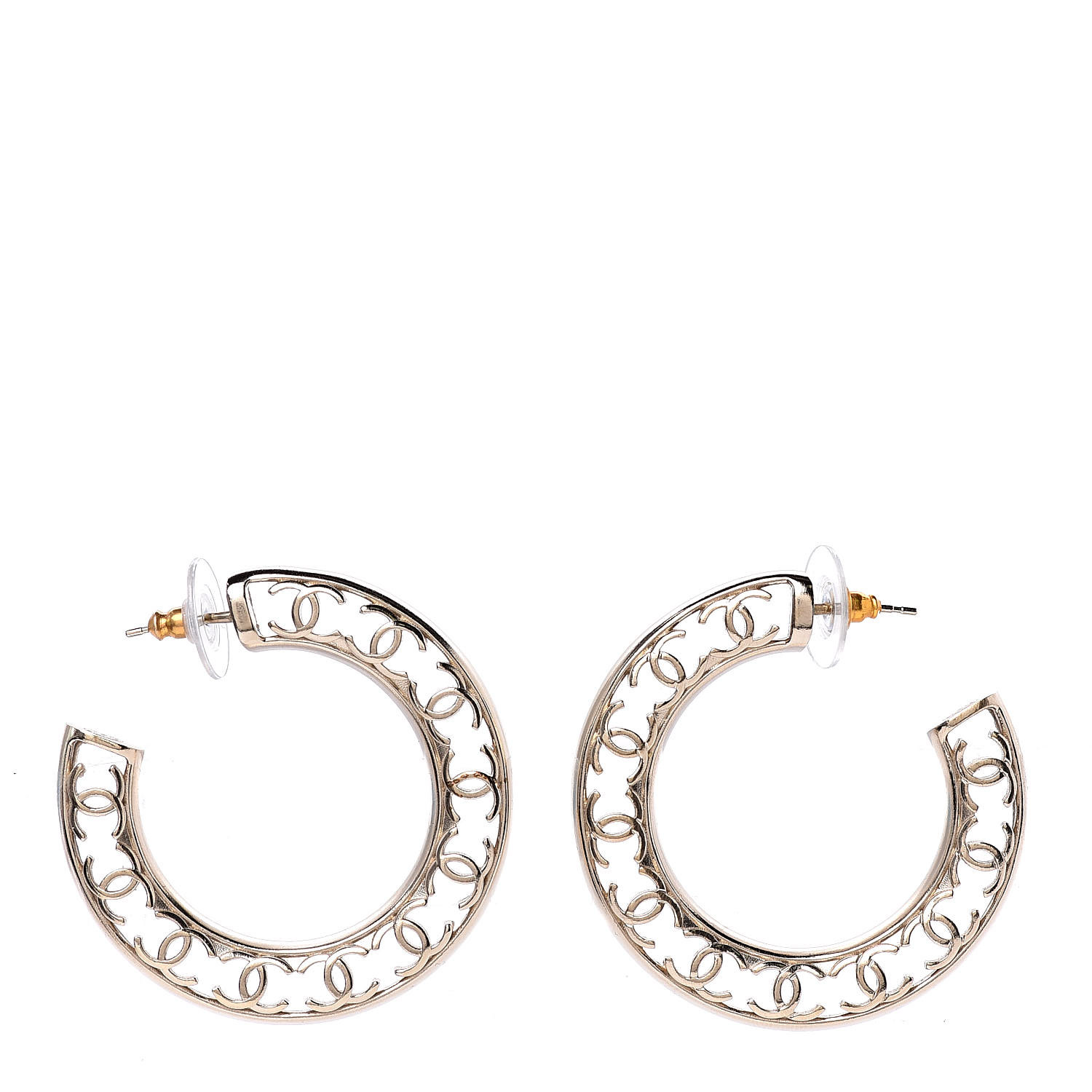 CHANEL CC Hoop Earrings Gold 495555
