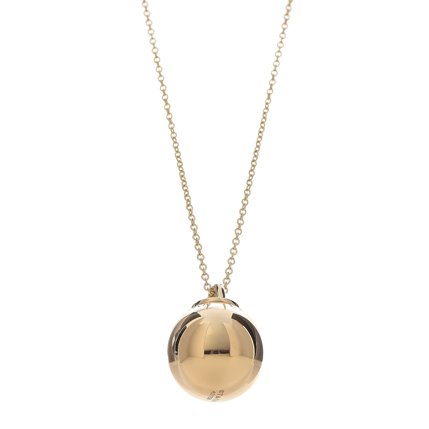 TIFFANY 18K Yellow Gold 19mm HardWear Ball Pendant Necklace 392347