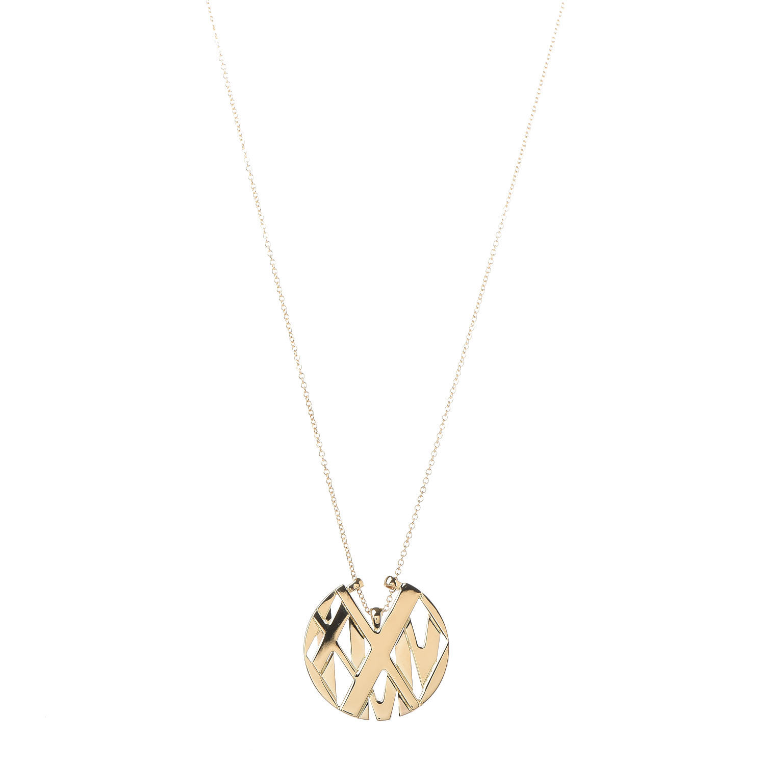 Tiffany 18k Yellow Gold Small Atlas Round Medallion Pendant Necklace - Small Round Pendant Necklace Tiffany 18k Yellow Gold Small Atlas Round Medallion Pendant Necklace - Small Round Pendant Necklace