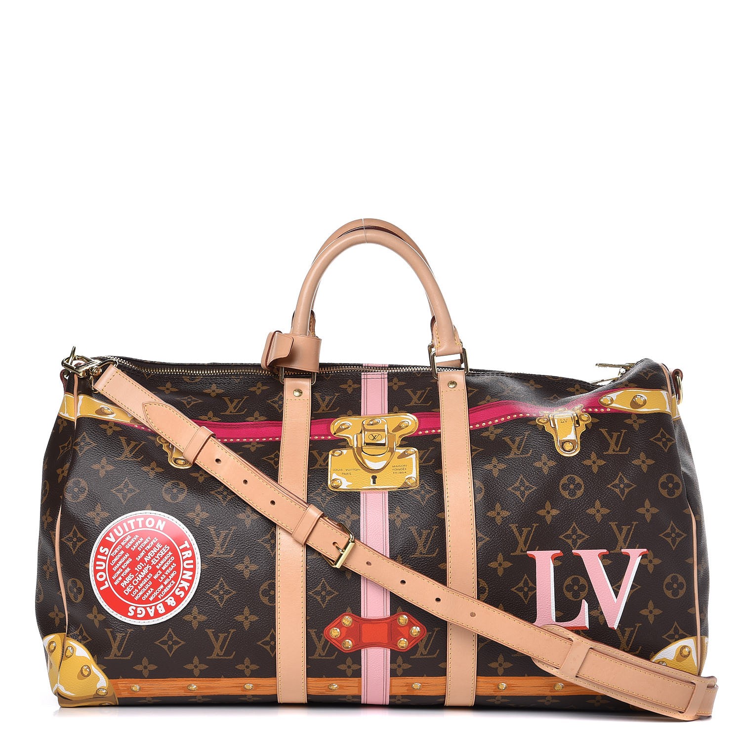 LOUIS VUITTON Monogram Summer Trunks Keepall Bandouliere 50 279699