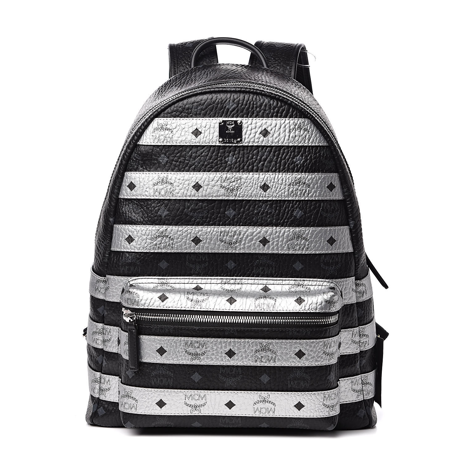 mcm backpack silver and black