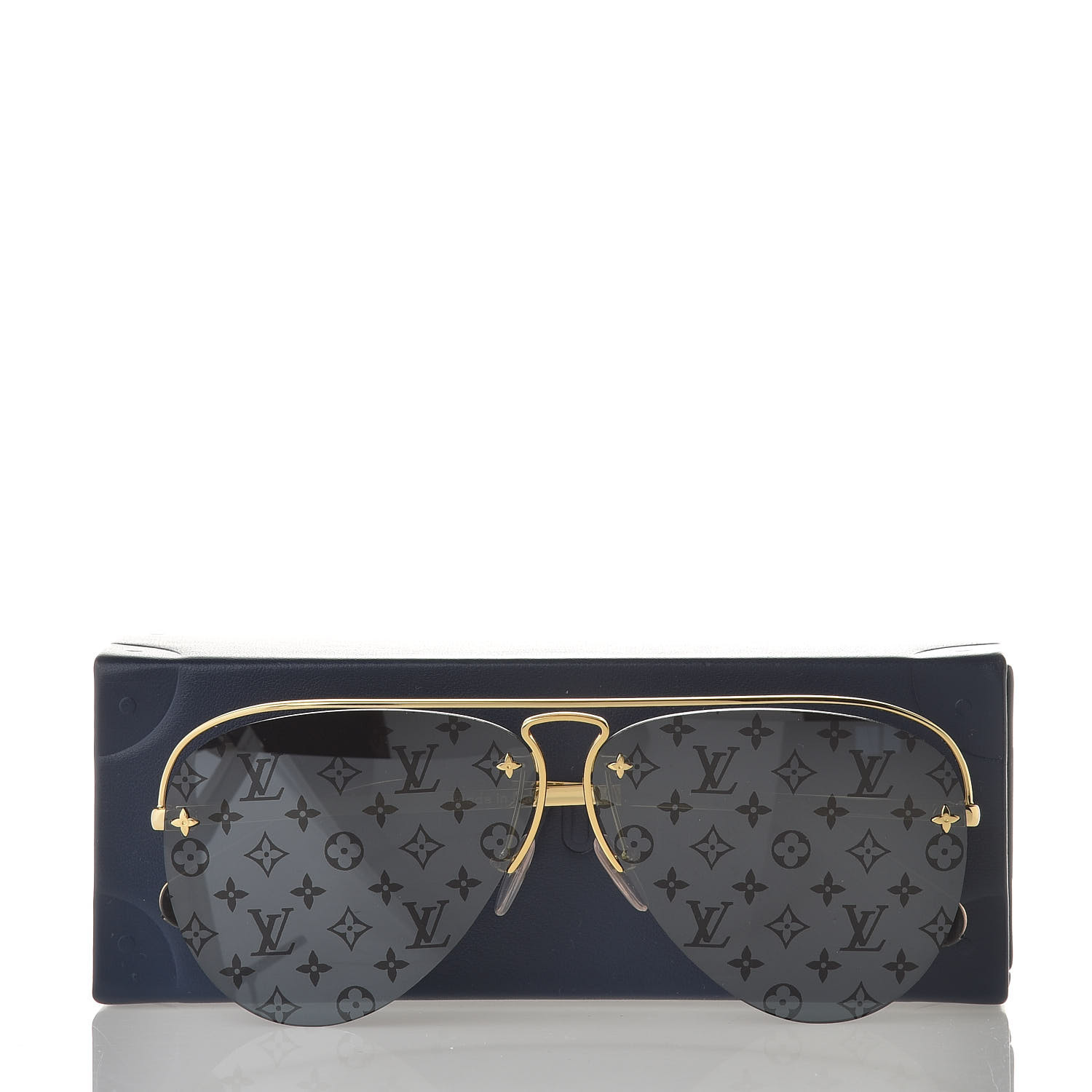 LOUIS VUITTON Monogram Grease Sunglasses Z1172W Gold 510217