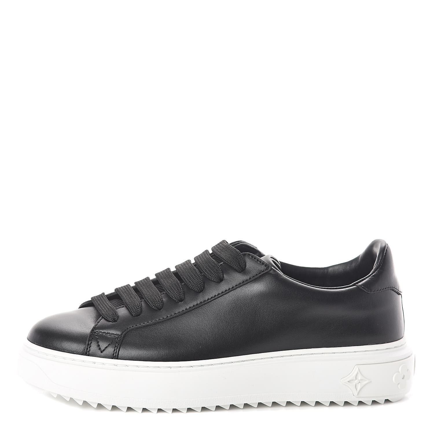 LOUIS VUITTON Calfskin Womens Time Out Sneakers 37 Black 511057