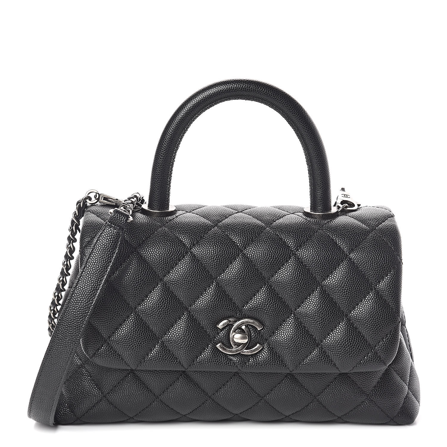 caviar quilted extra mini coco handle flap black