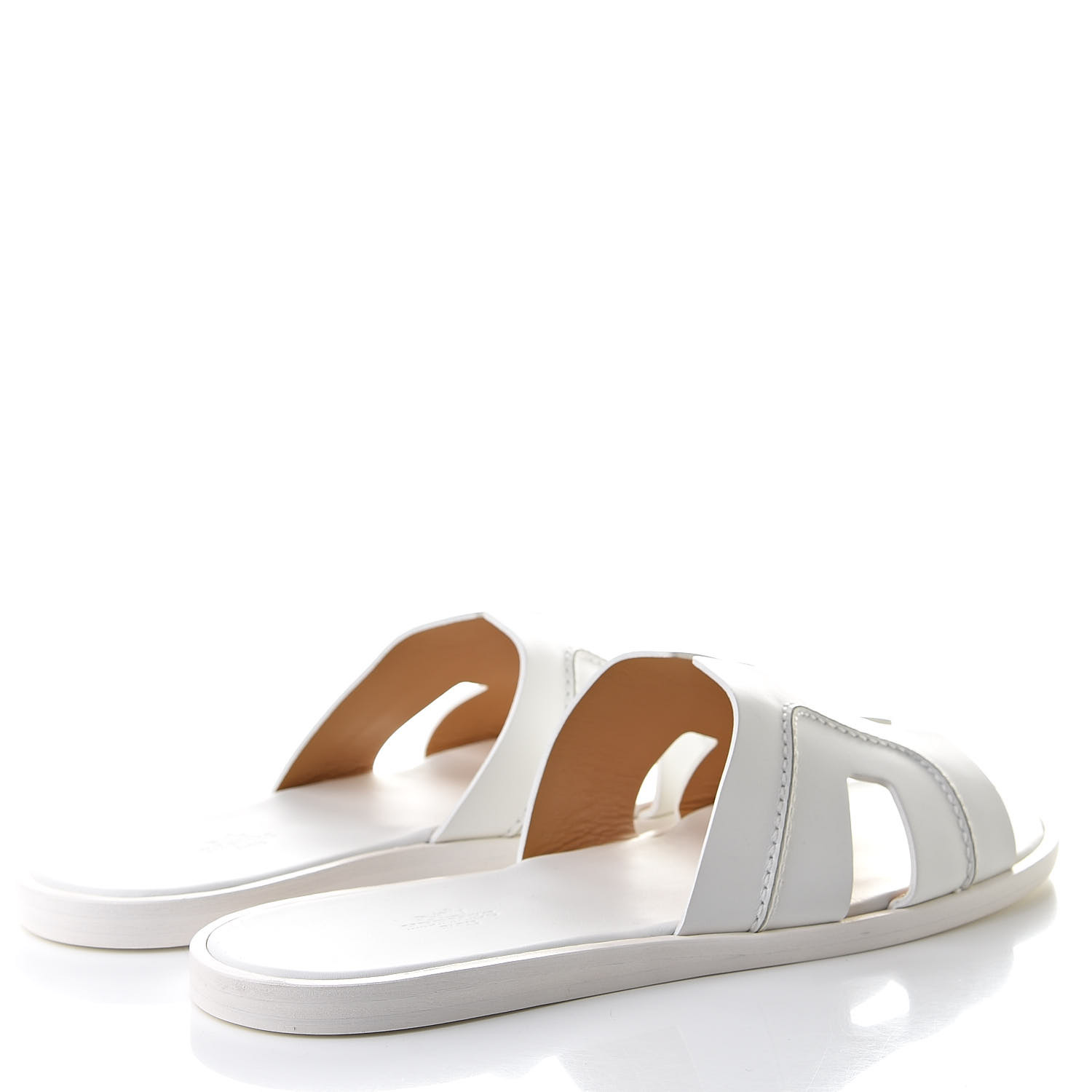 HERMES Calfskin Mens Izmir Sandals 45 White 510395