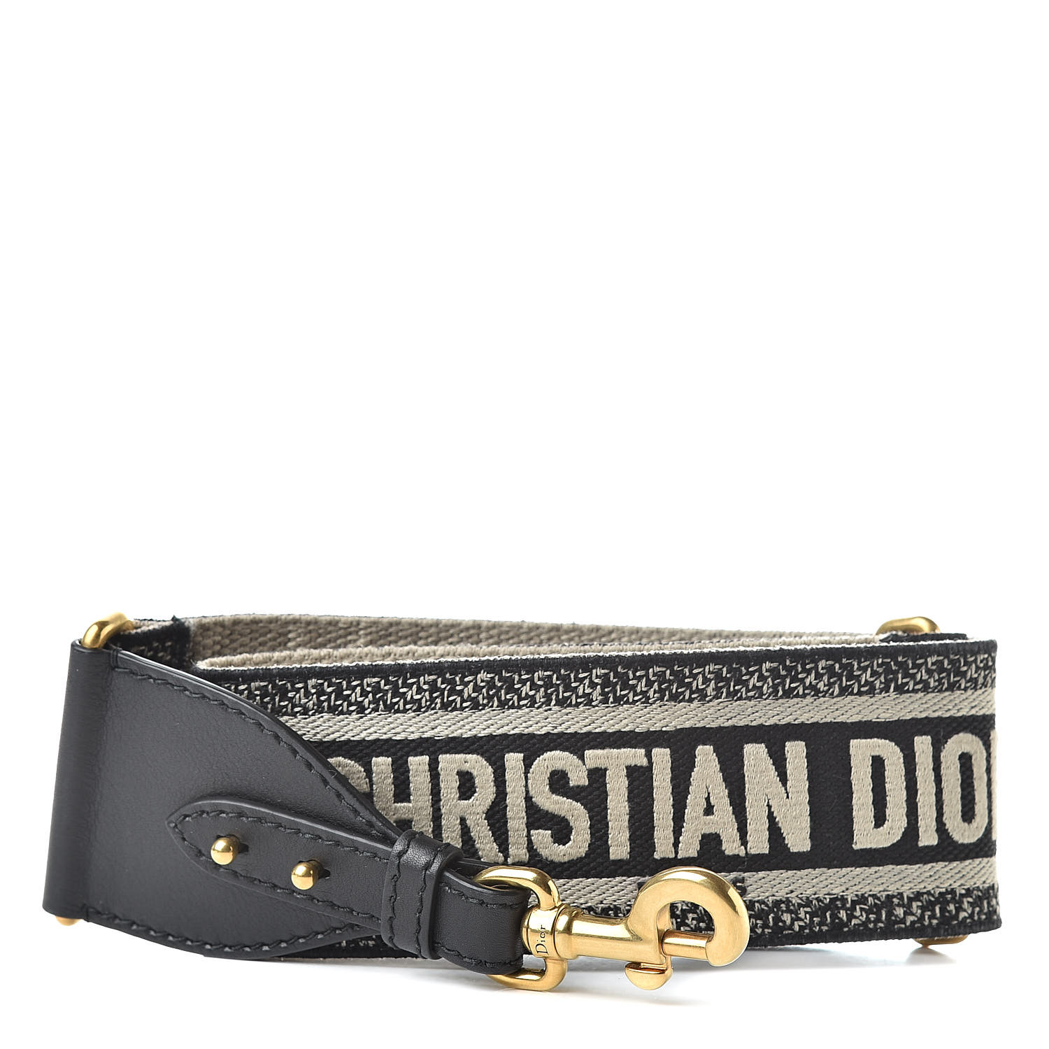 CHRISTIAN DIOR Canvas Embroidered Shoulder Strap Black 509768 ...