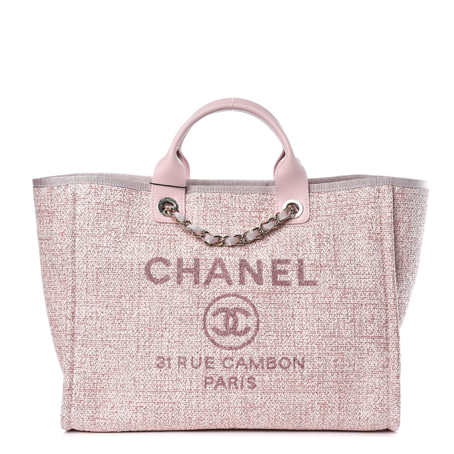 chanel pink canvas bag
