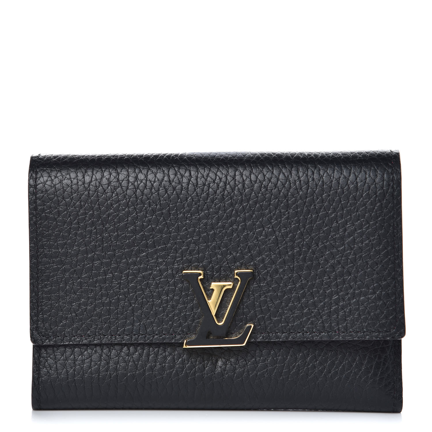 LOUIS VUITTON Taurillon Capucines Compact Wallet Black 363327