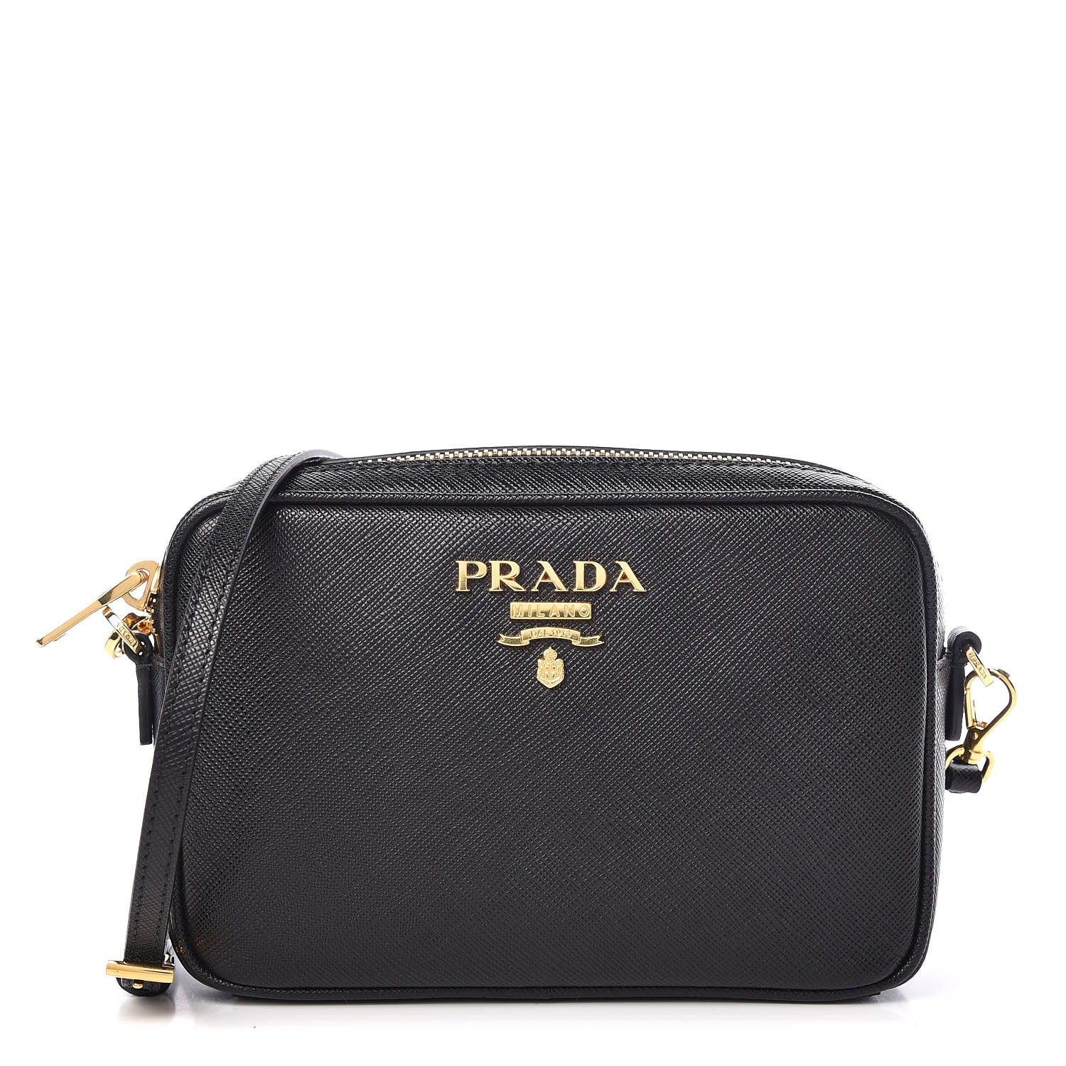 PRADA Saffiano Small Camera Crossbody Bag Black 406472