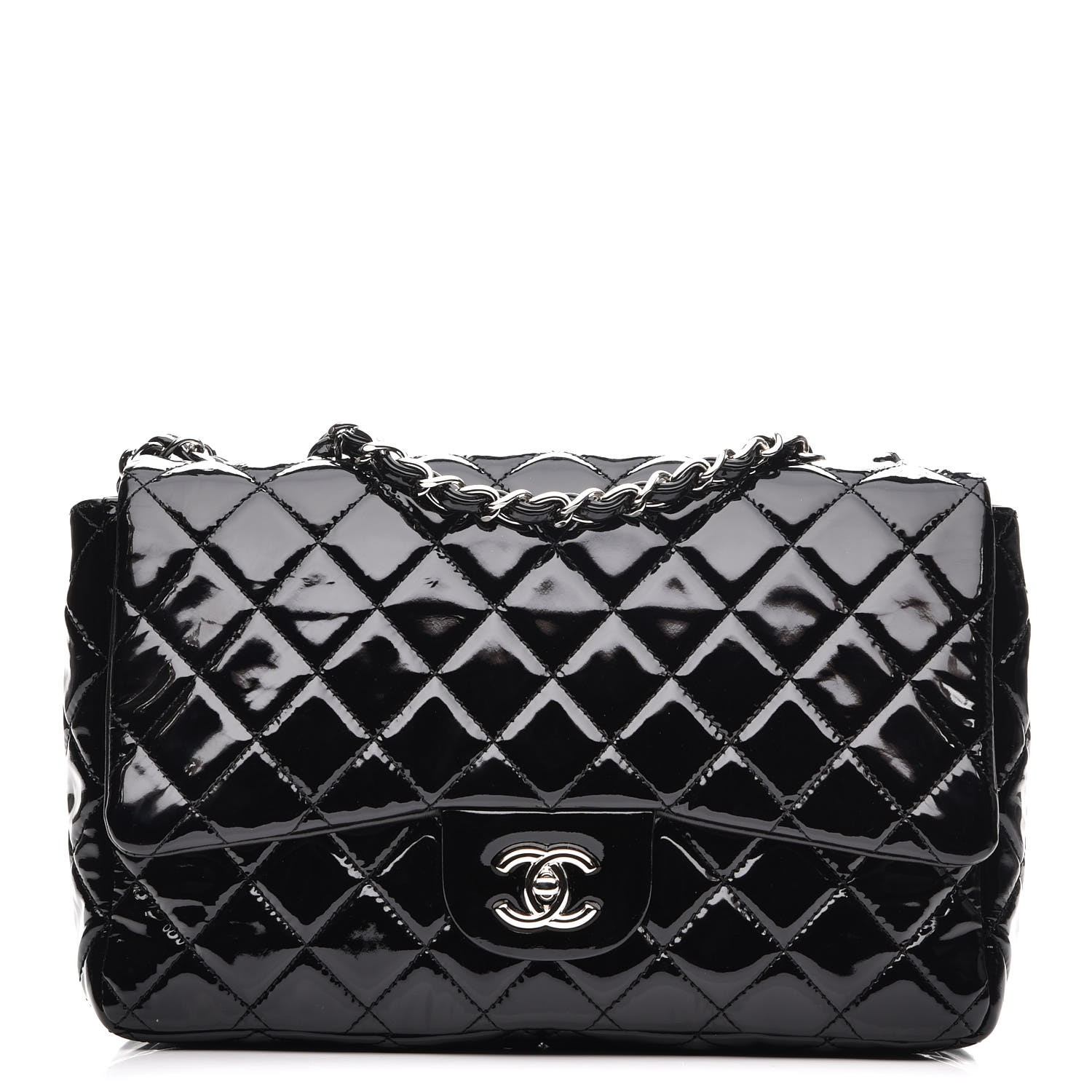 chanel patent quilted bag