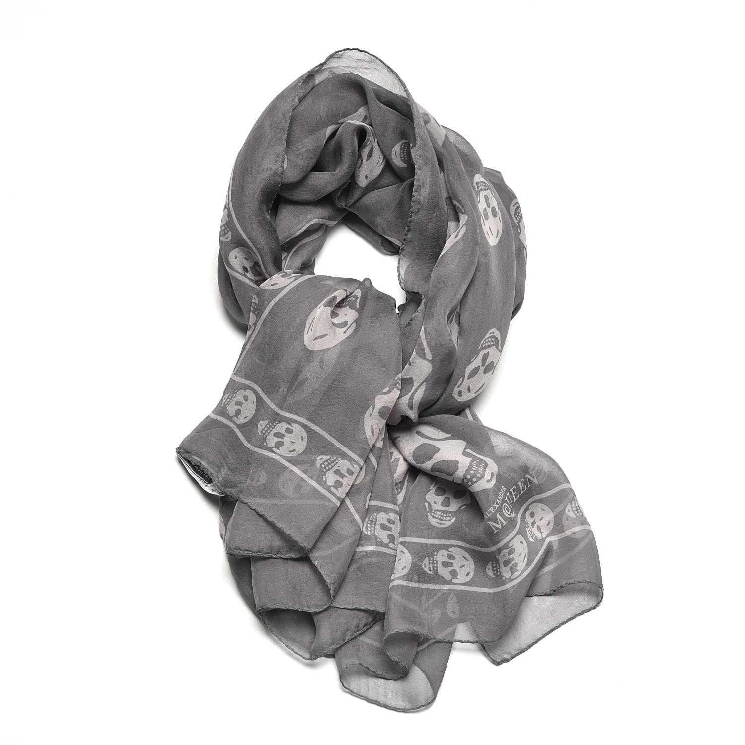 Silk Chiffon Skull Scarf Dark Grey 222328