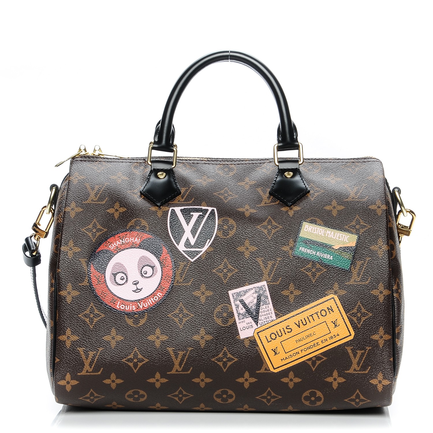 LOUIS VUITTON Monogram My World Tour Speedy Bandouliere 30 Black 196848