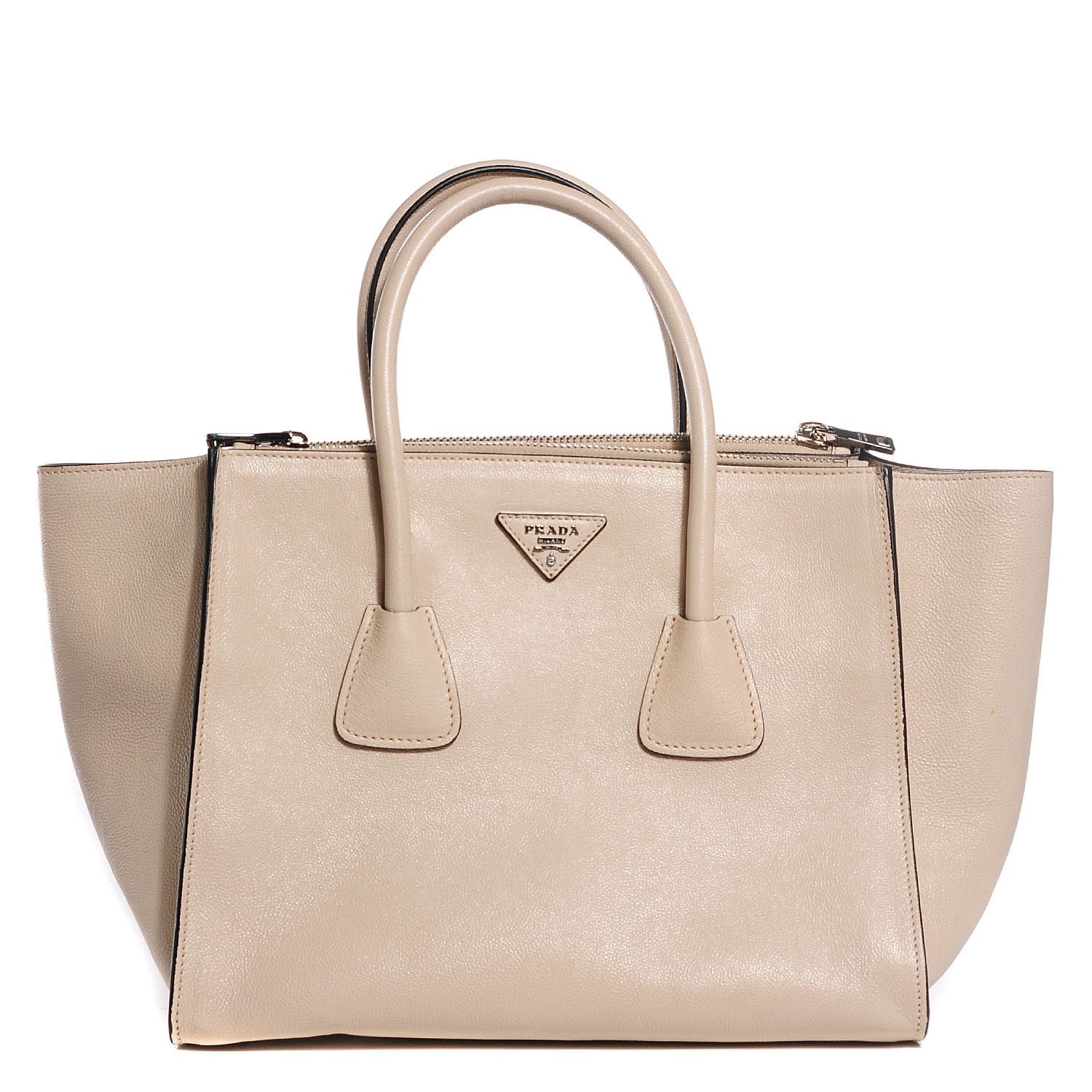 prada glace calf twin pocket tote