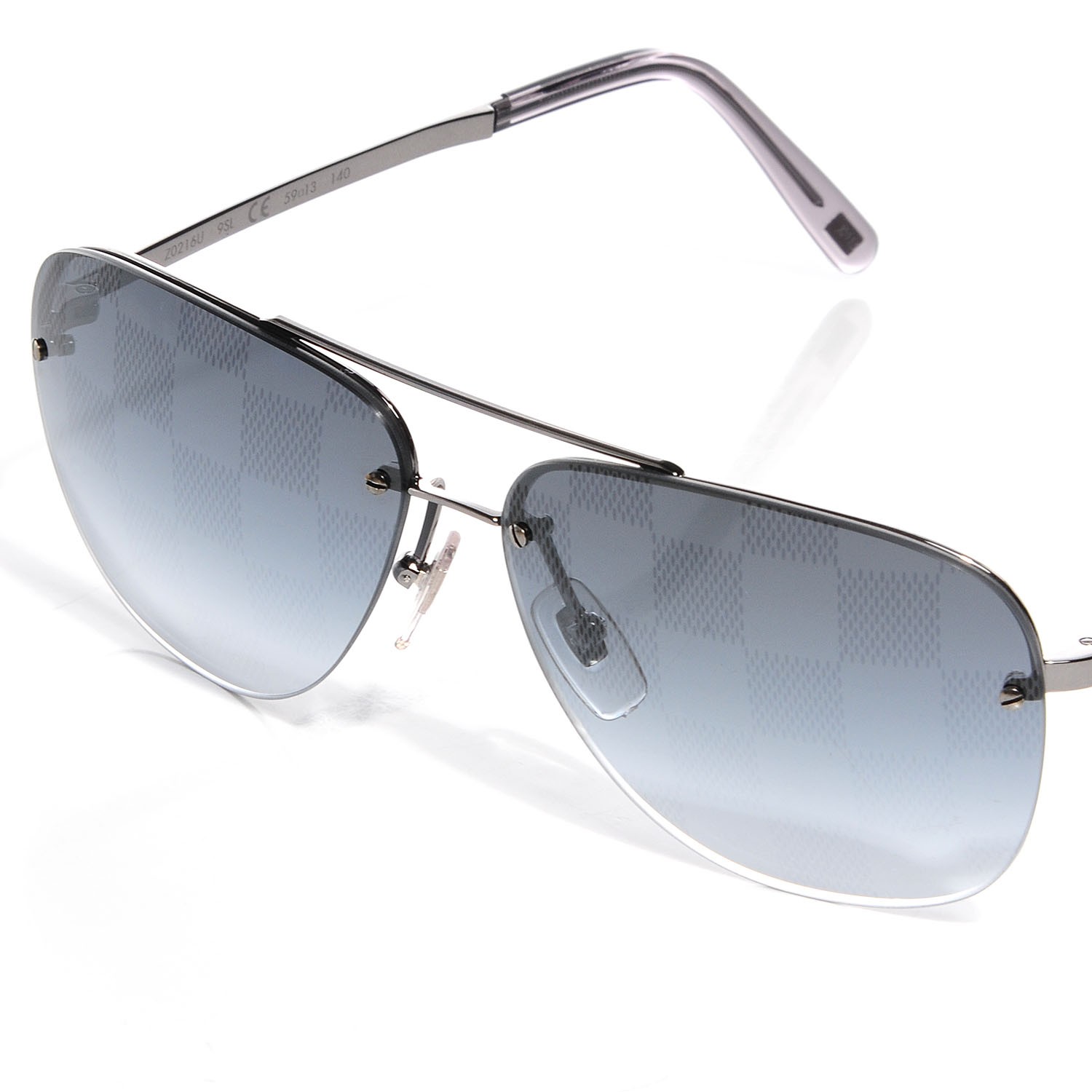 LOUIS VUITTON Damier Socoa Aviator Sunglasses Z0216U Silver 100932