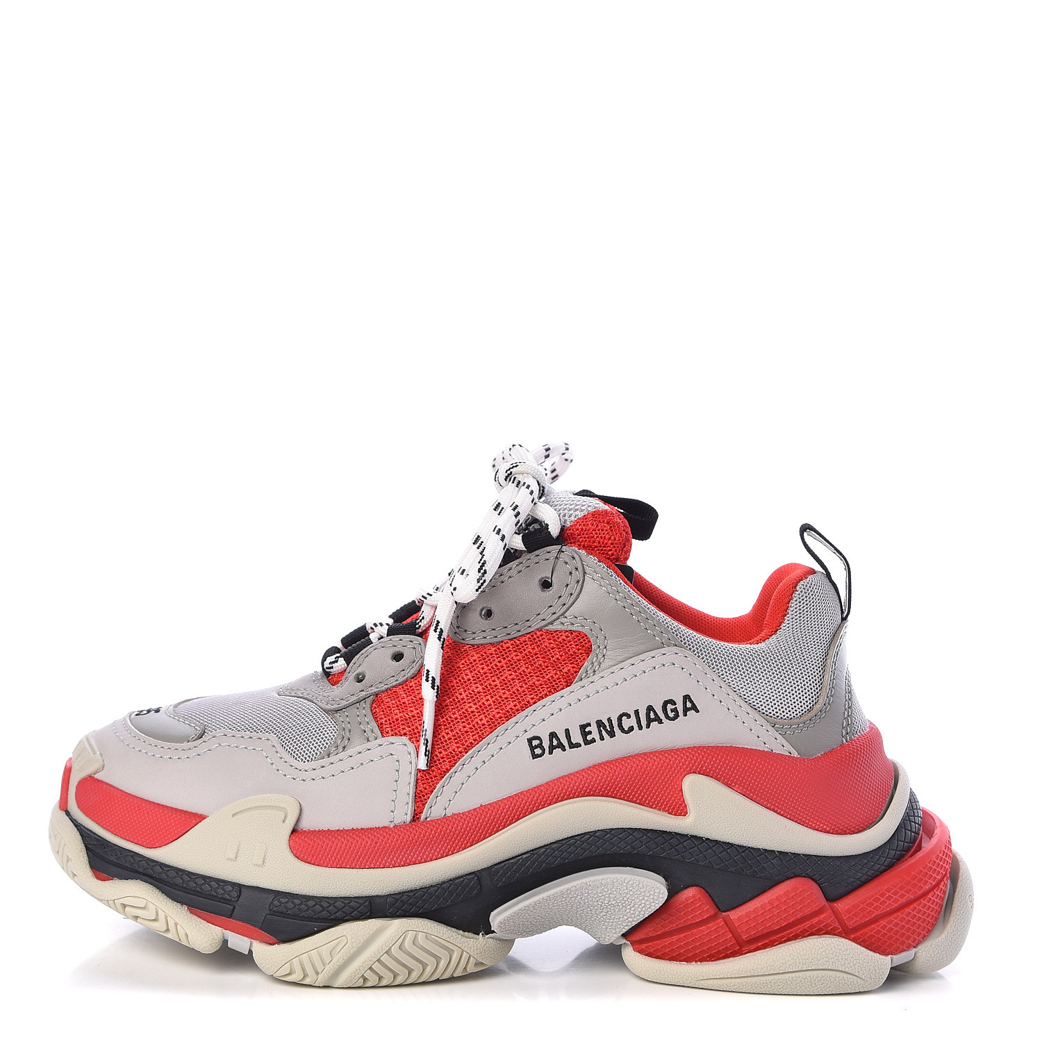 BALENCIAGA Calfskin Womens Triple S Trainers Sneakers 35 Red Grey White ...